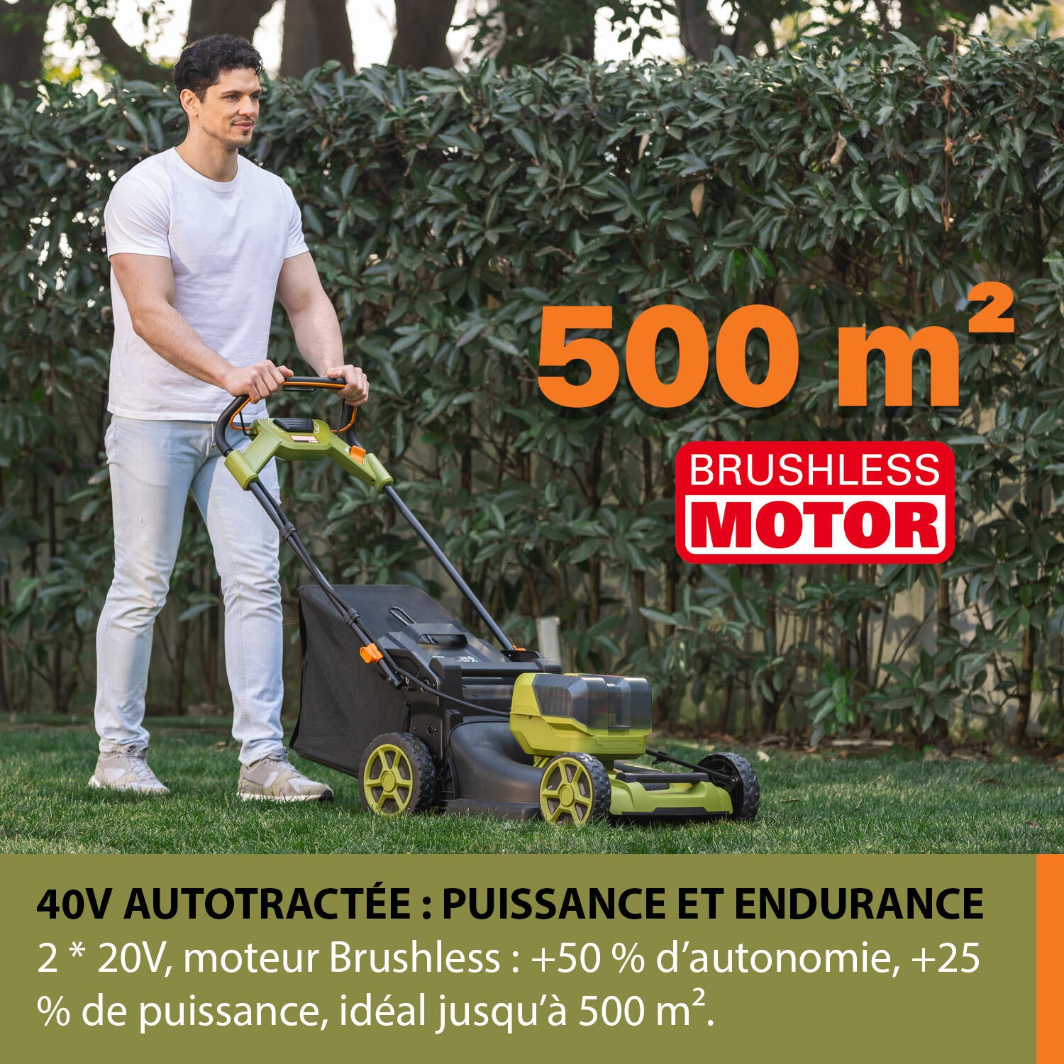 Tondeuse autotractée 40V 500m² ESSENTIAL BY WORX EJ741E + 2 batteries 5Ah - 3