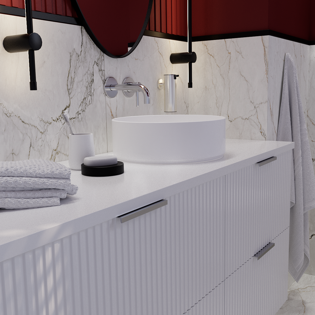 Umywalka nablatowa Studio Round 37 cm biała SENSEA - 8