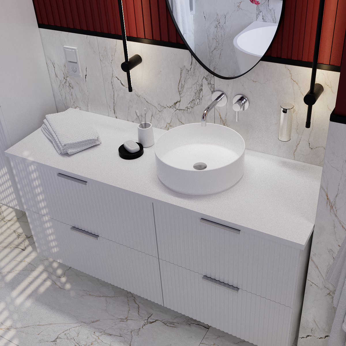 Umywalka nablatowa Studio Round 37 cm biała SENSEA - 6