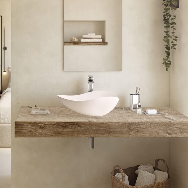 Piano con lavabo da appoggio in MDF