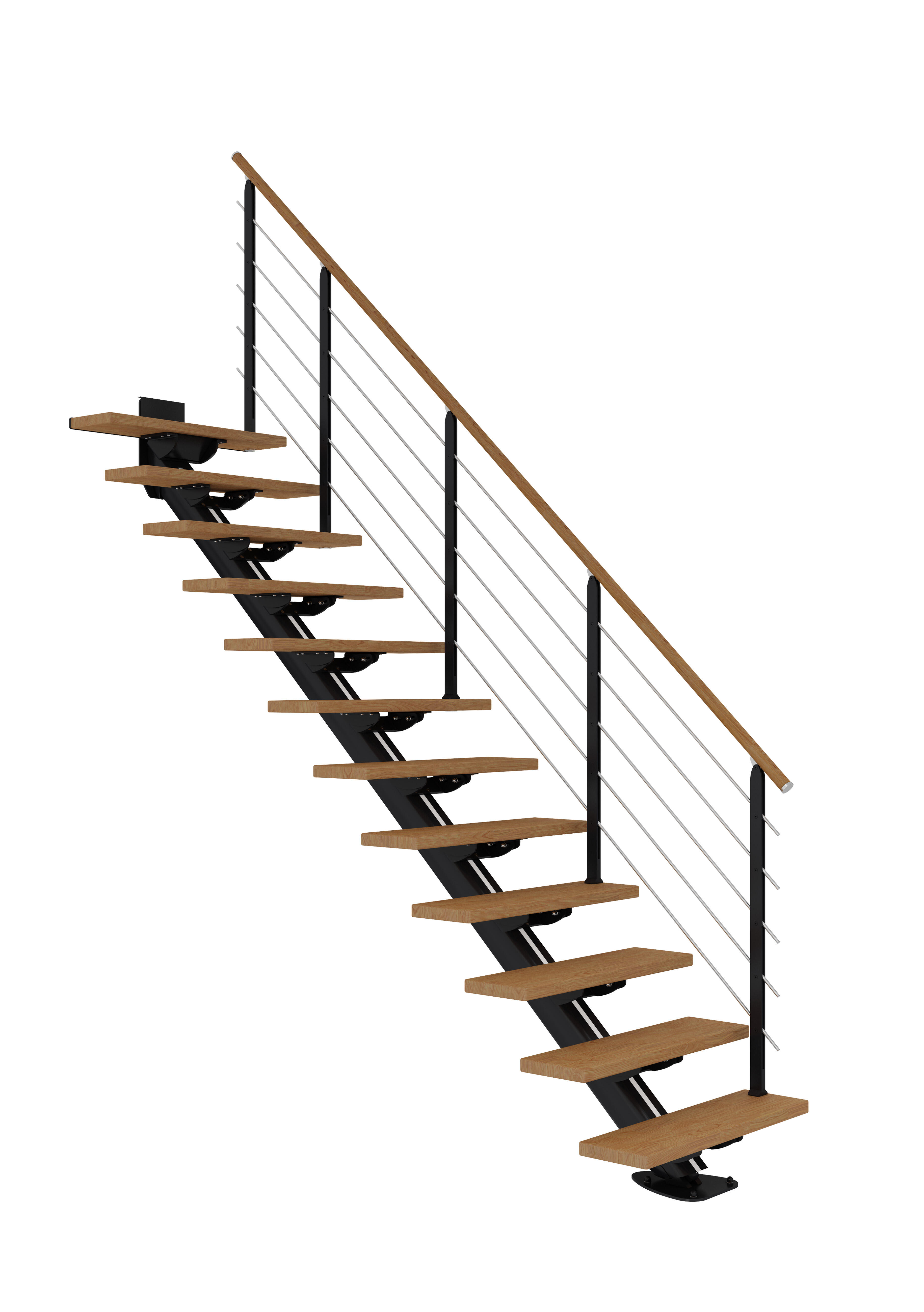 Escalier droit aluminium noir 12 marches chêne huilé, Sydney design - 2