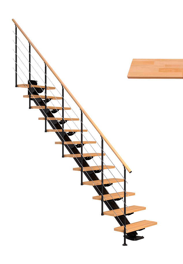 Escalier droit aluminium noir 11 marches hêtre, Sydney style6 - 2