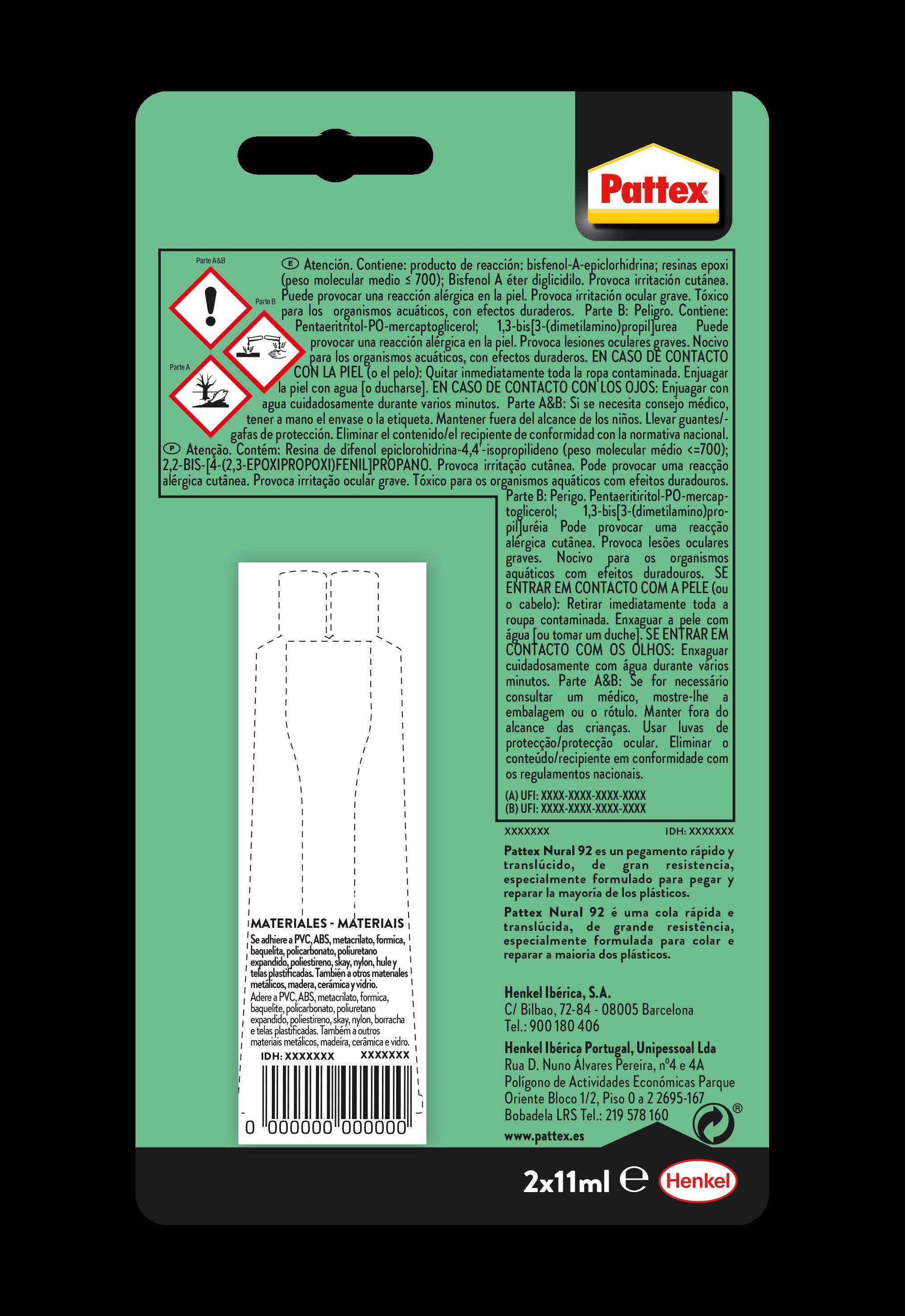 Cola reparadora de plásticos Nural 92 Pattex 22 ml - 15