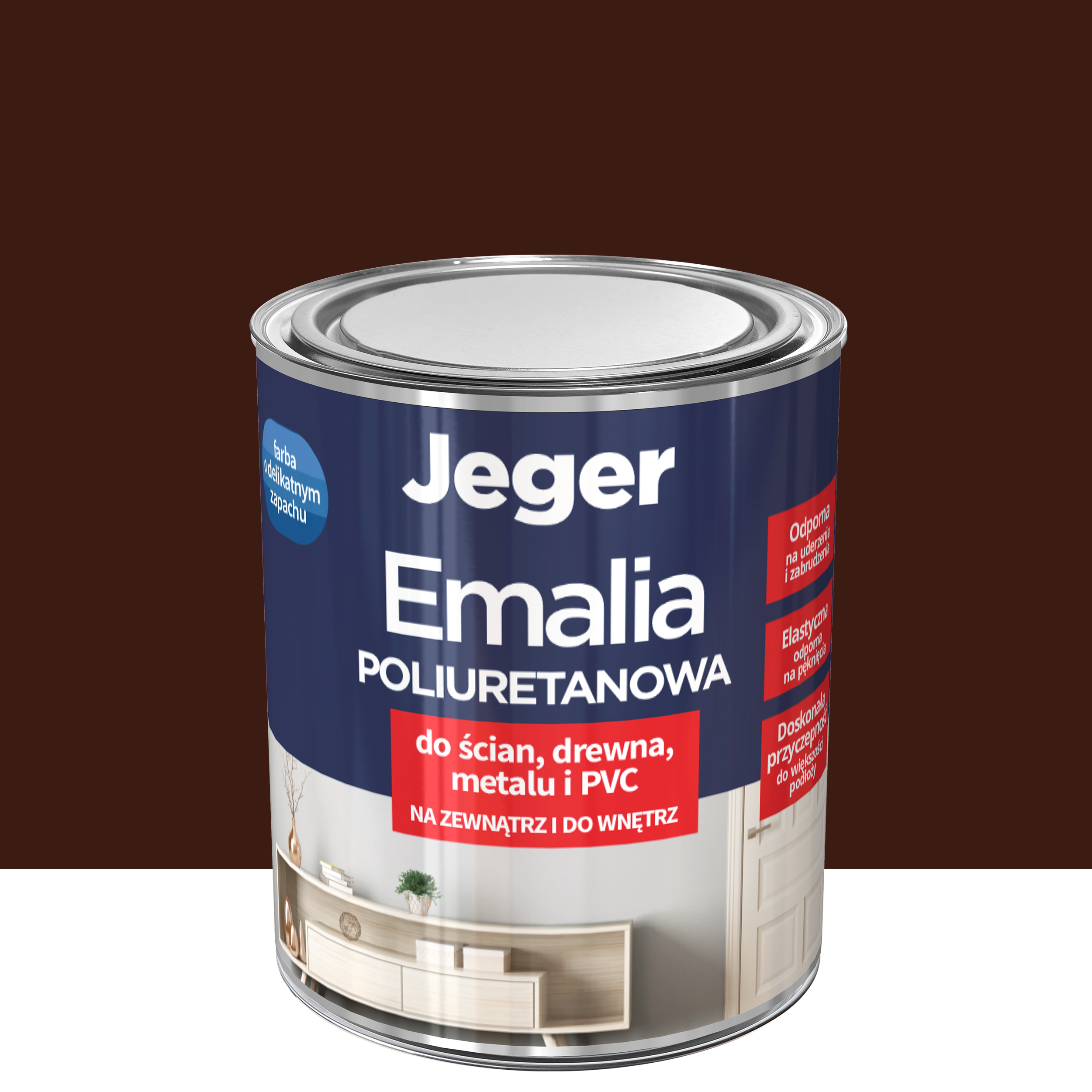Emalia poliuretanowa Premium Brązowy półmat 0.5 l Jeger