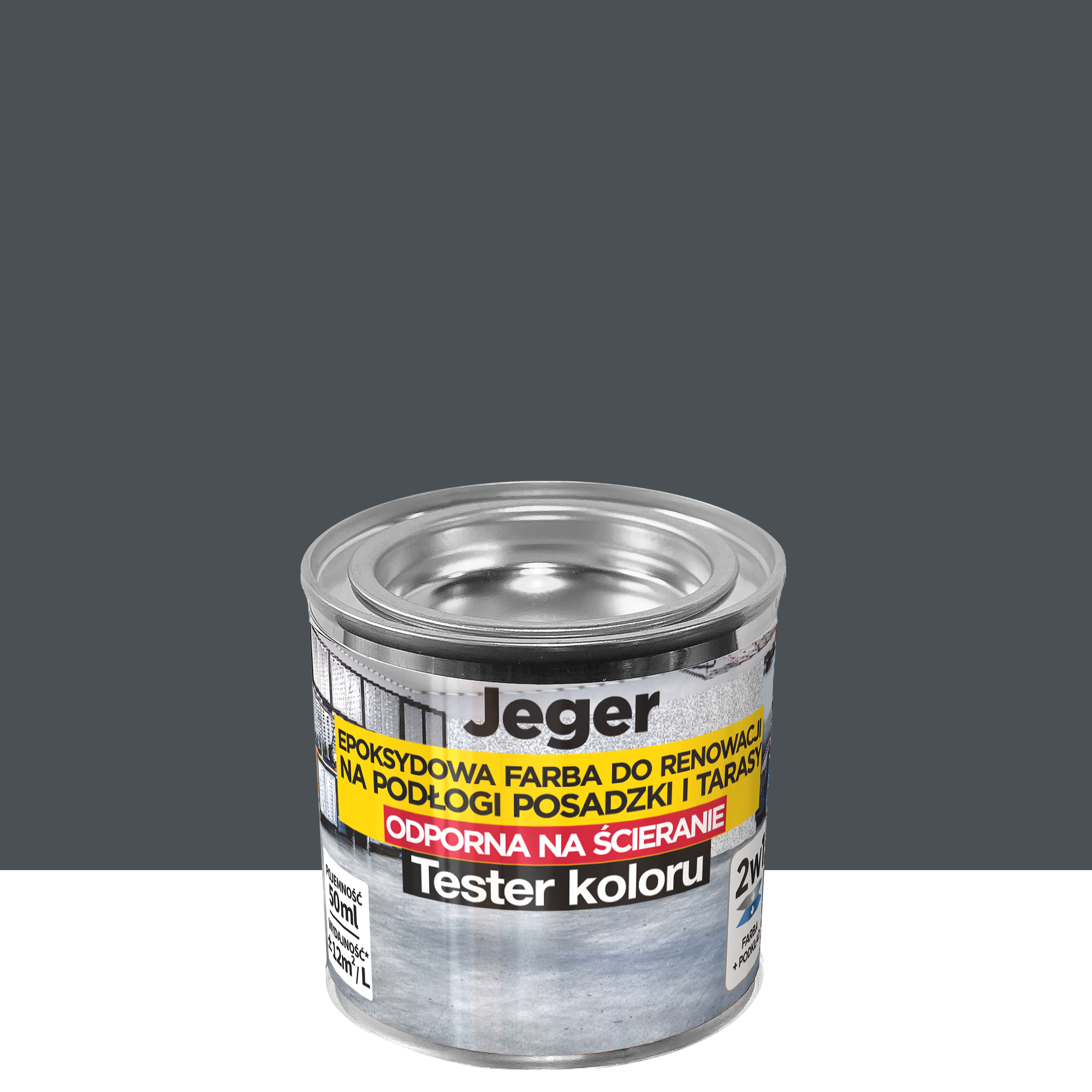 Tester farby renowacyjnej do podłóg, posadzek i tarasów Antracyt 50 ml Jeger