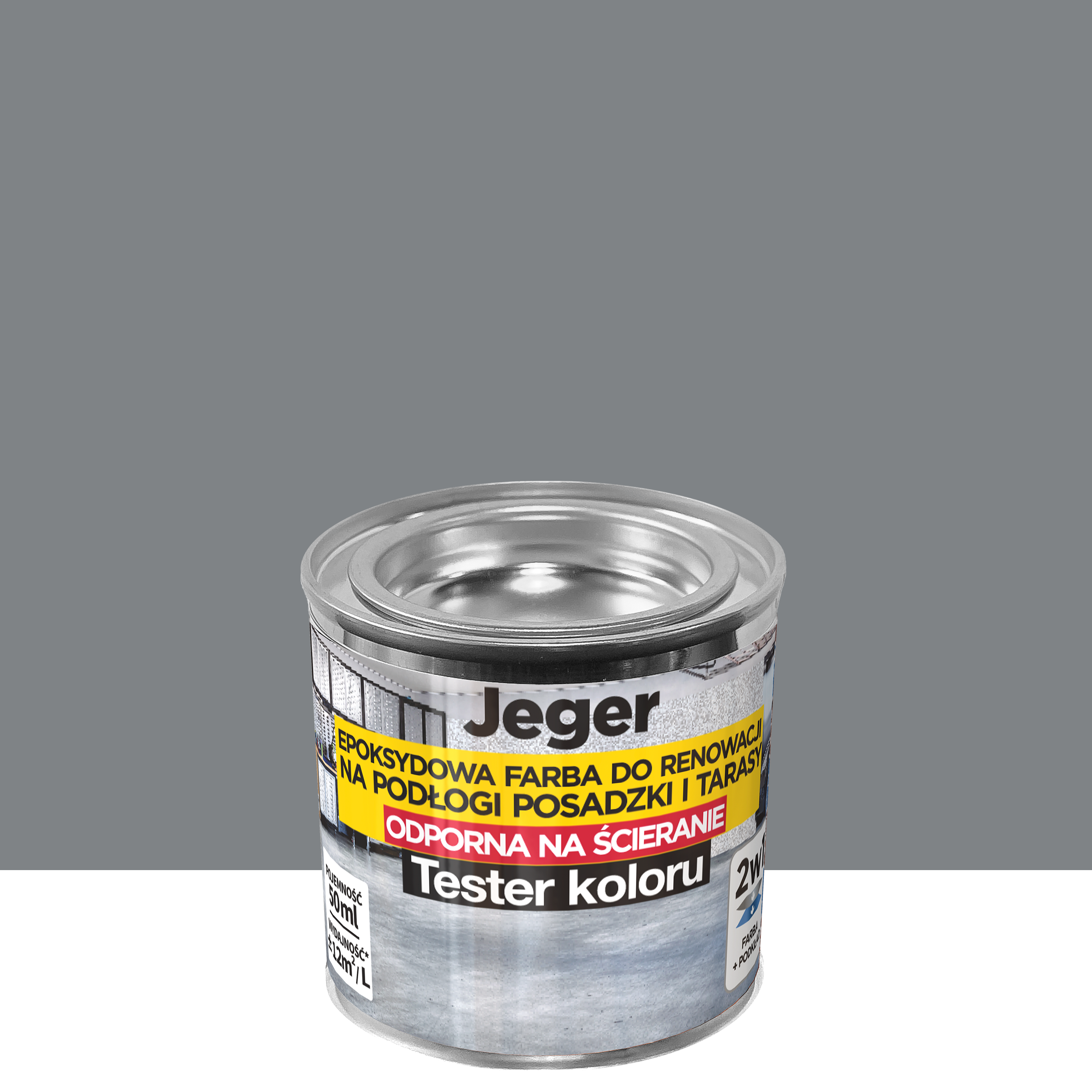 Tester farby renowacyjnej do podłóg, posadzek i tarasów Ciemny stalowy 50 ml Jeger