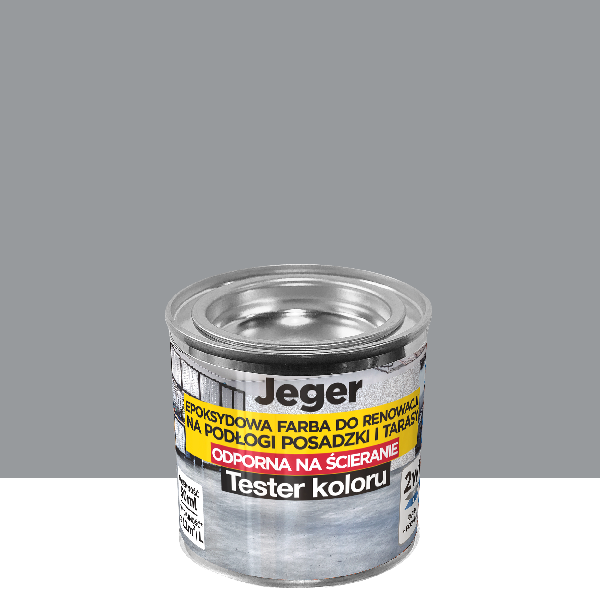 Tester farby renowacyjnej do podłóg, posadzek i tarasów Stalowy 50 ml Jeger
