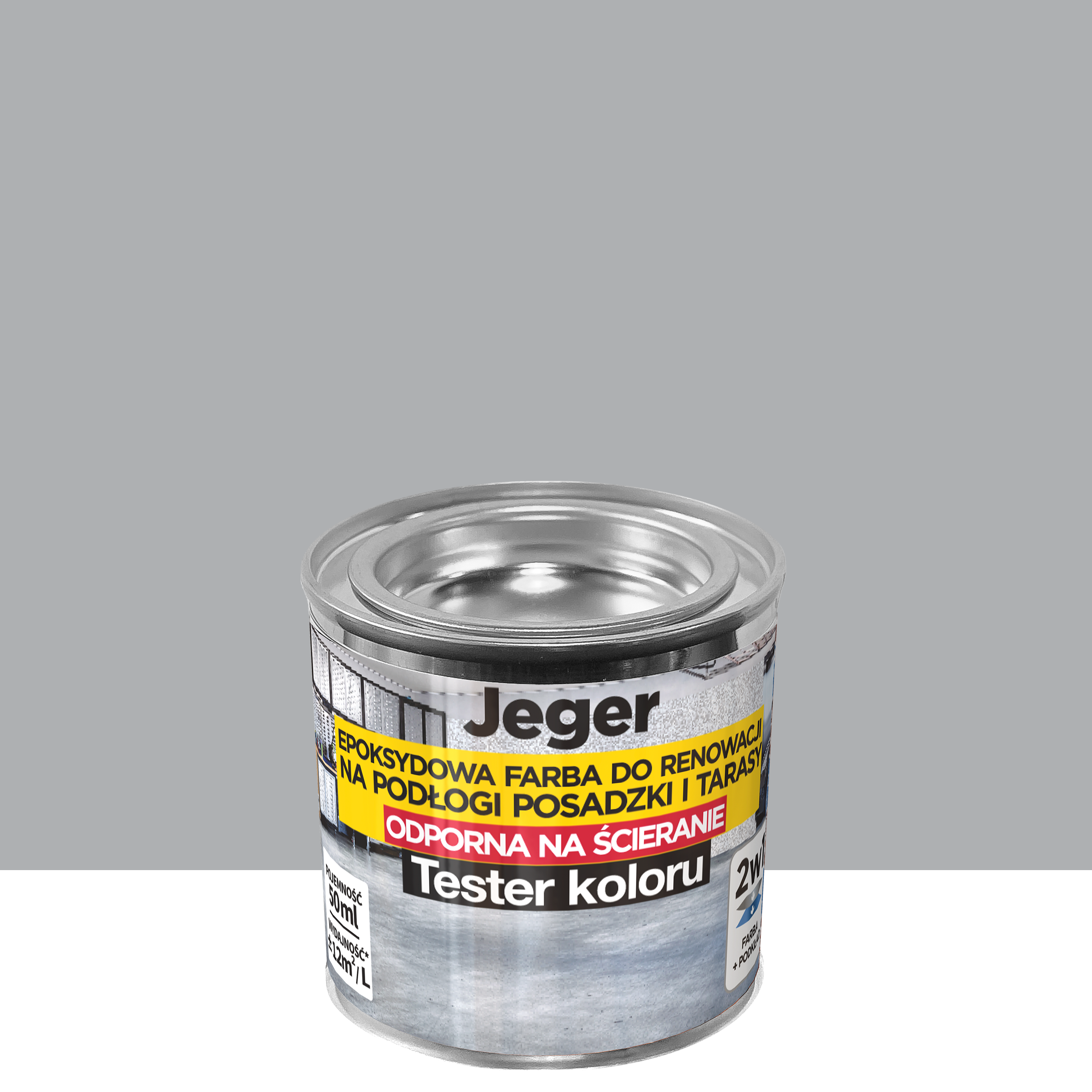 Tester farby renowacyjnej do podłóg, posadzek i tarasów Szary 50 ml Jeger