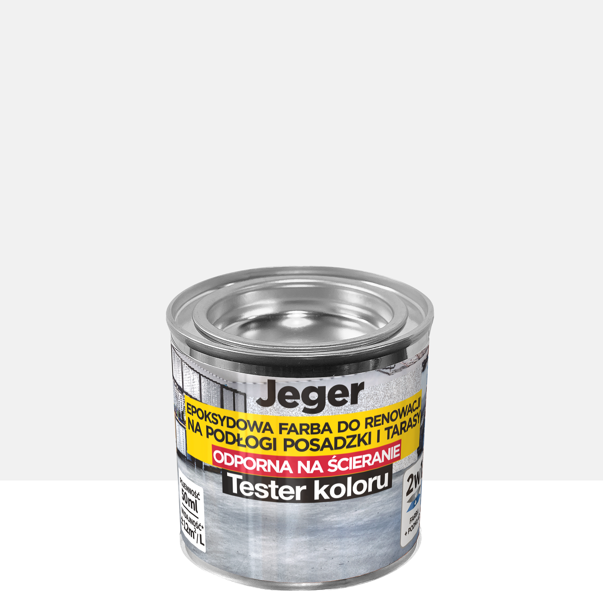 Tester farby renowacyjnej do podłóg, posadzek i tarasów Biały 50 ml Jeger