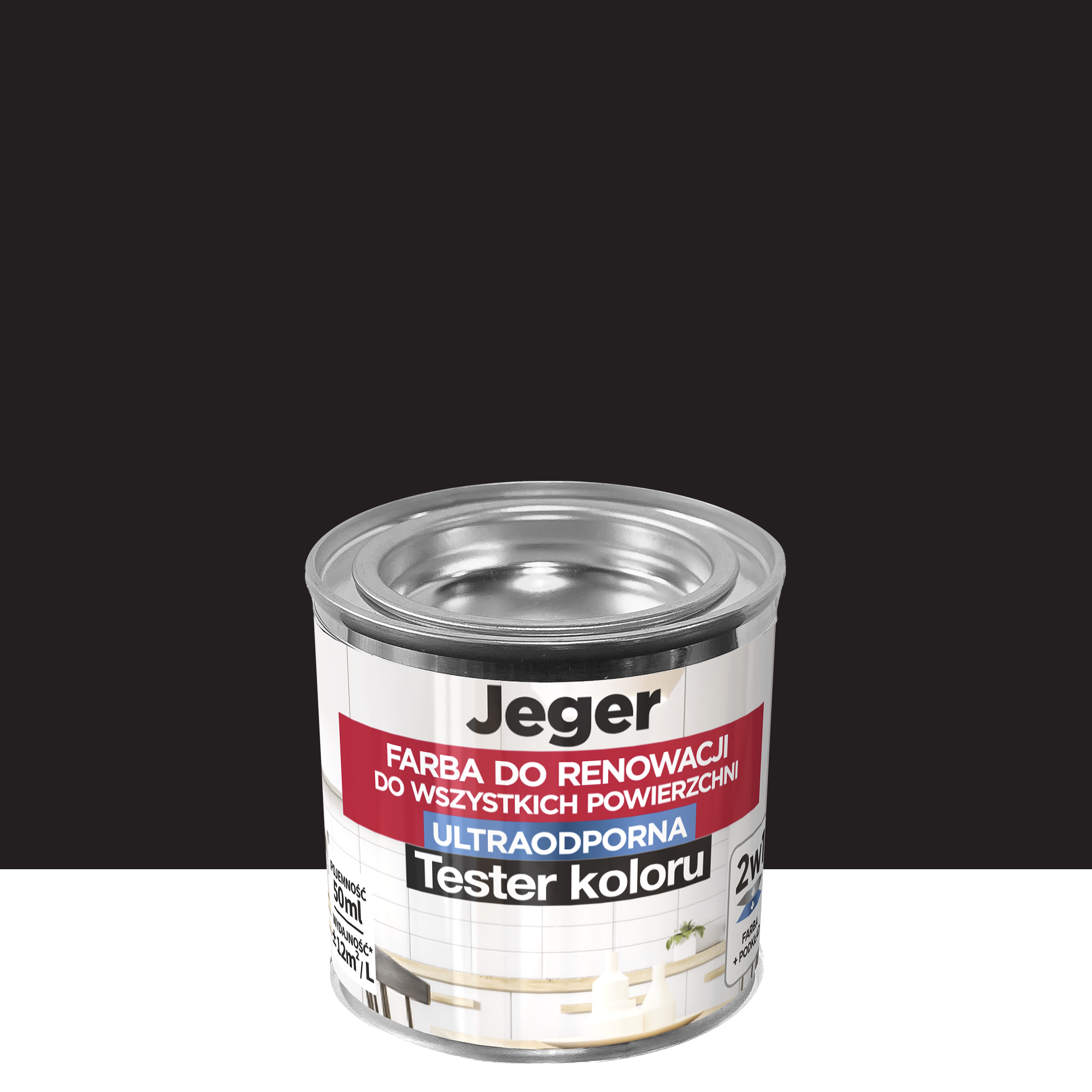 Tester farby do renowacji do wszystkich powierzchni Czerń 50 ml Jeger