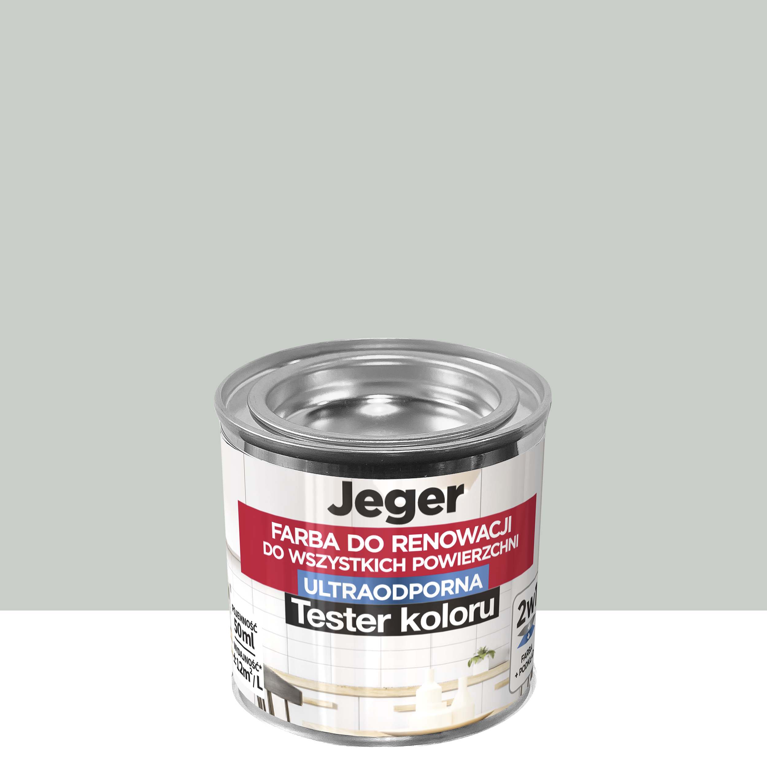 Tester farby do renowacji do wszystkich powierzchni Ciepły szary 50 ml Jeger