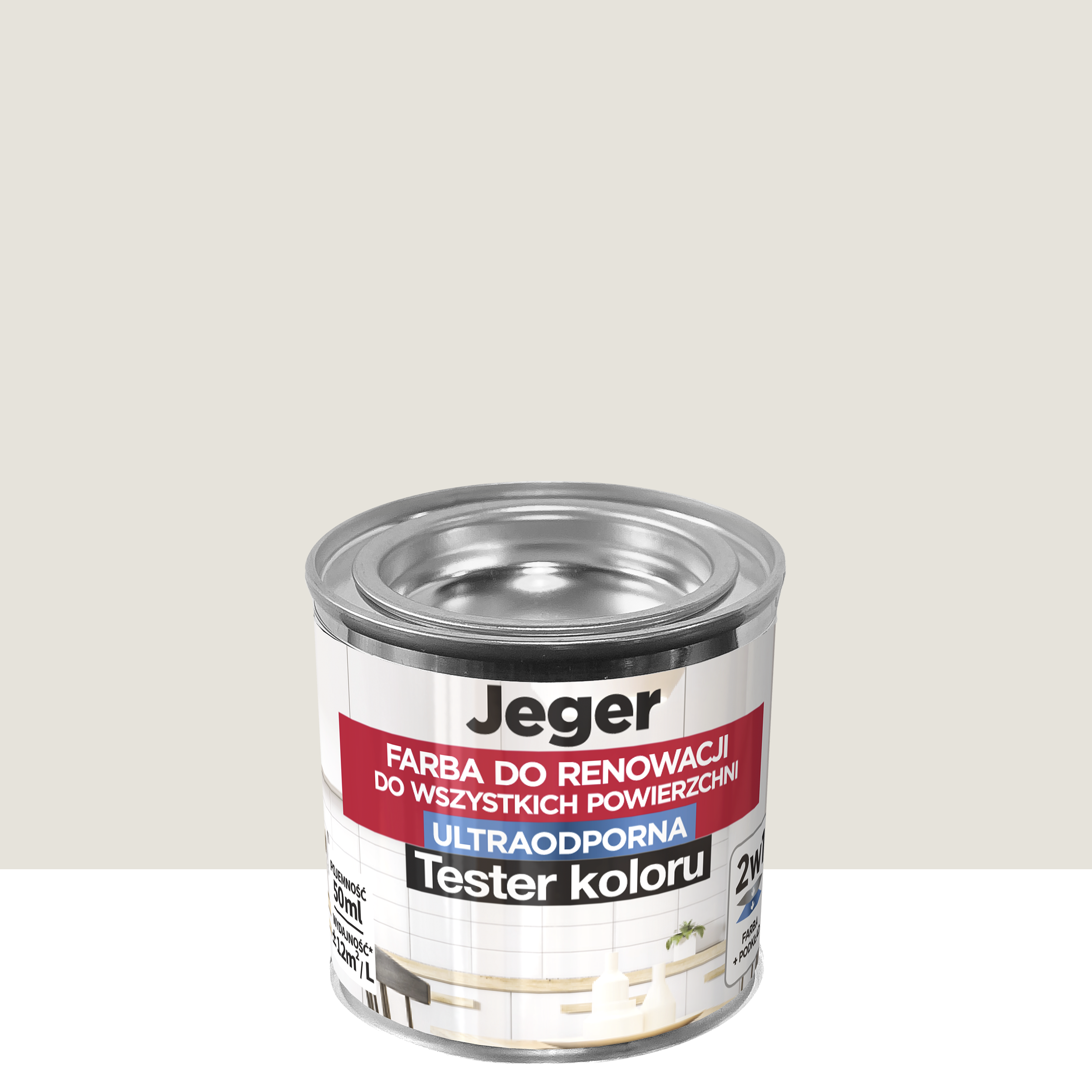 Tester farby do renowacji do wszystkich powierzchni Przełamany szary 50 ml Jeger