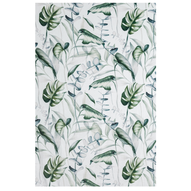 Koc 150x200 cm Ellen zielona biała oliwka monstera poliester
