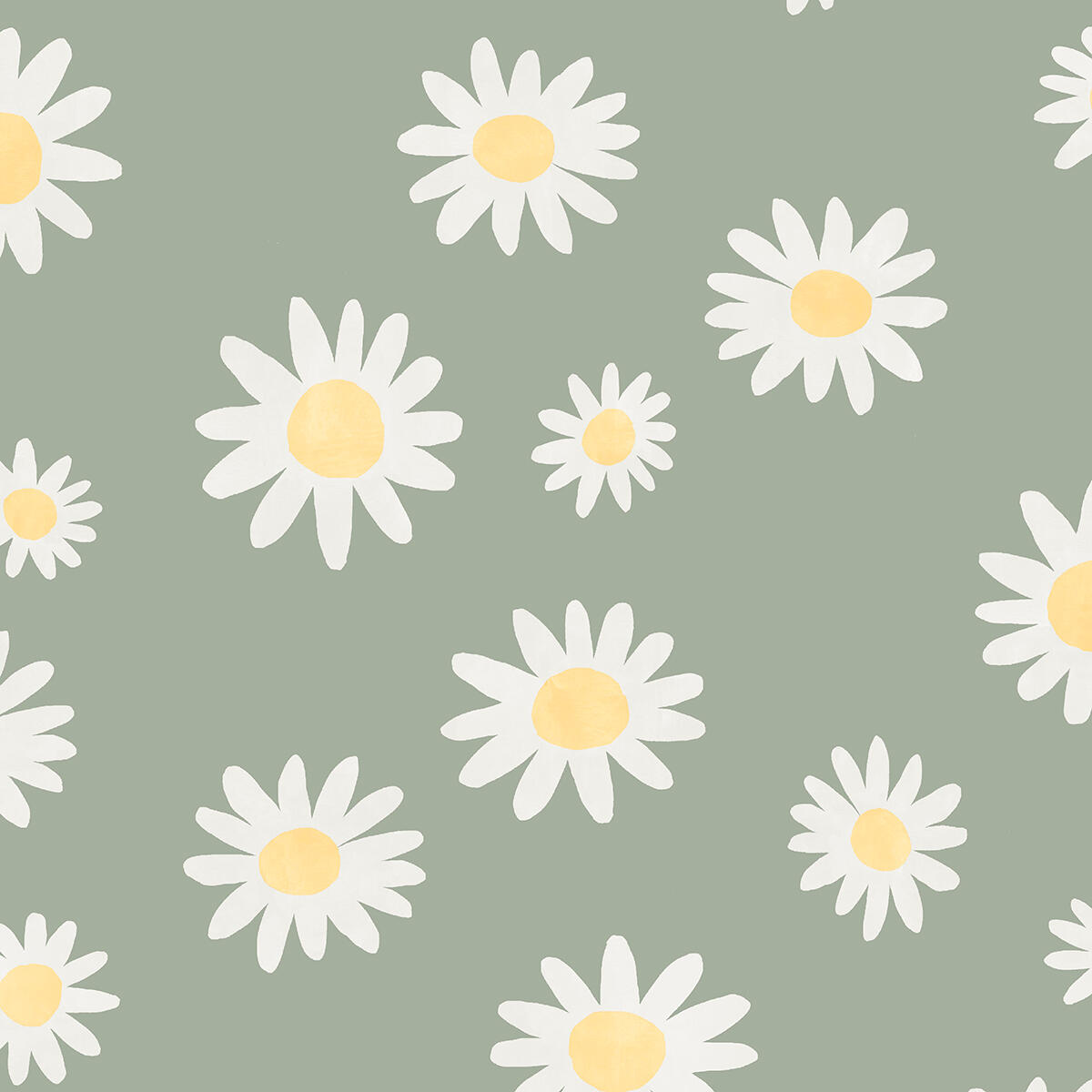 Papier peint intissé Marguerites vert - 6