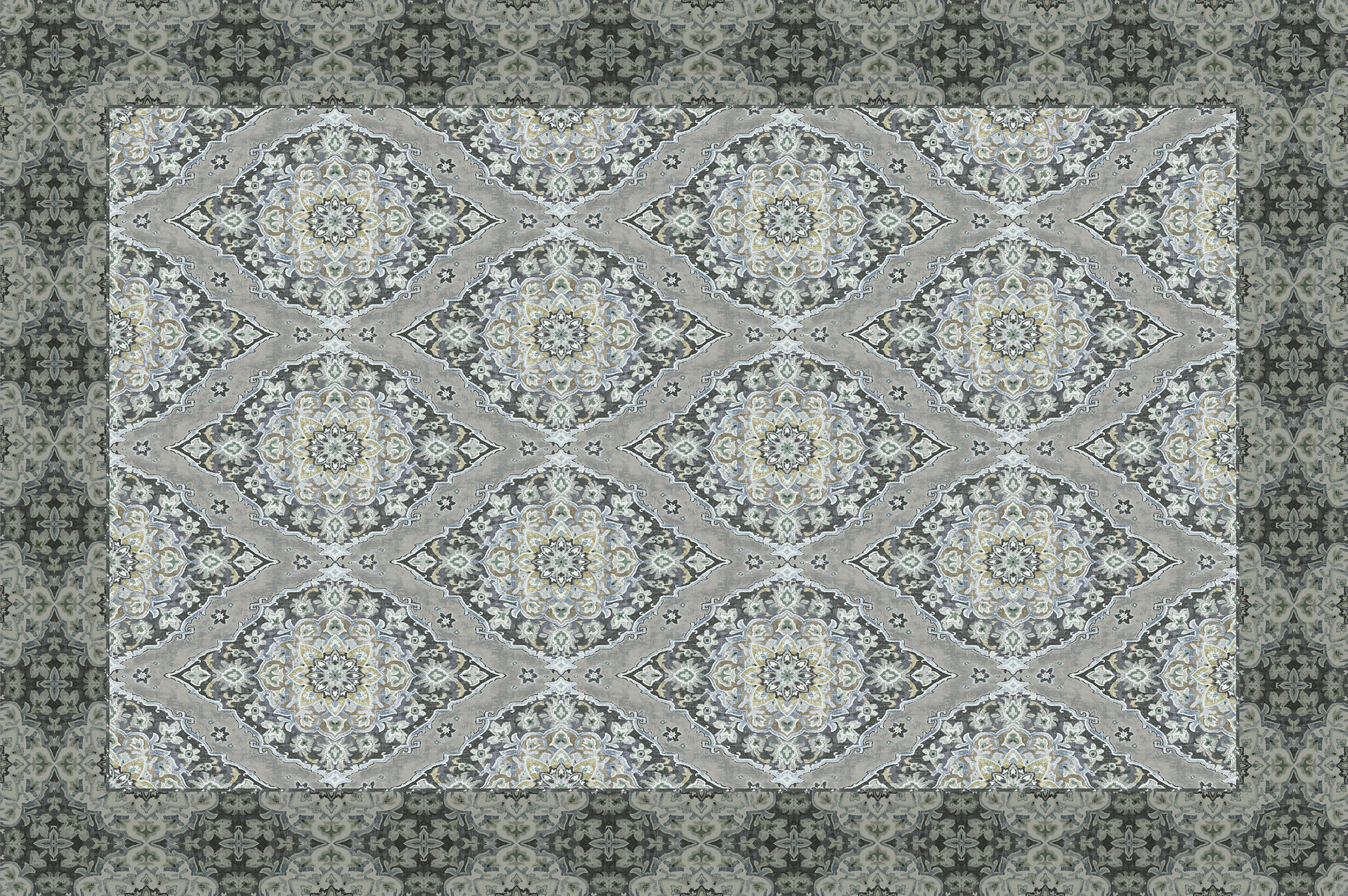 Alfombra de vinilo damasco multicolor 155x230 cm