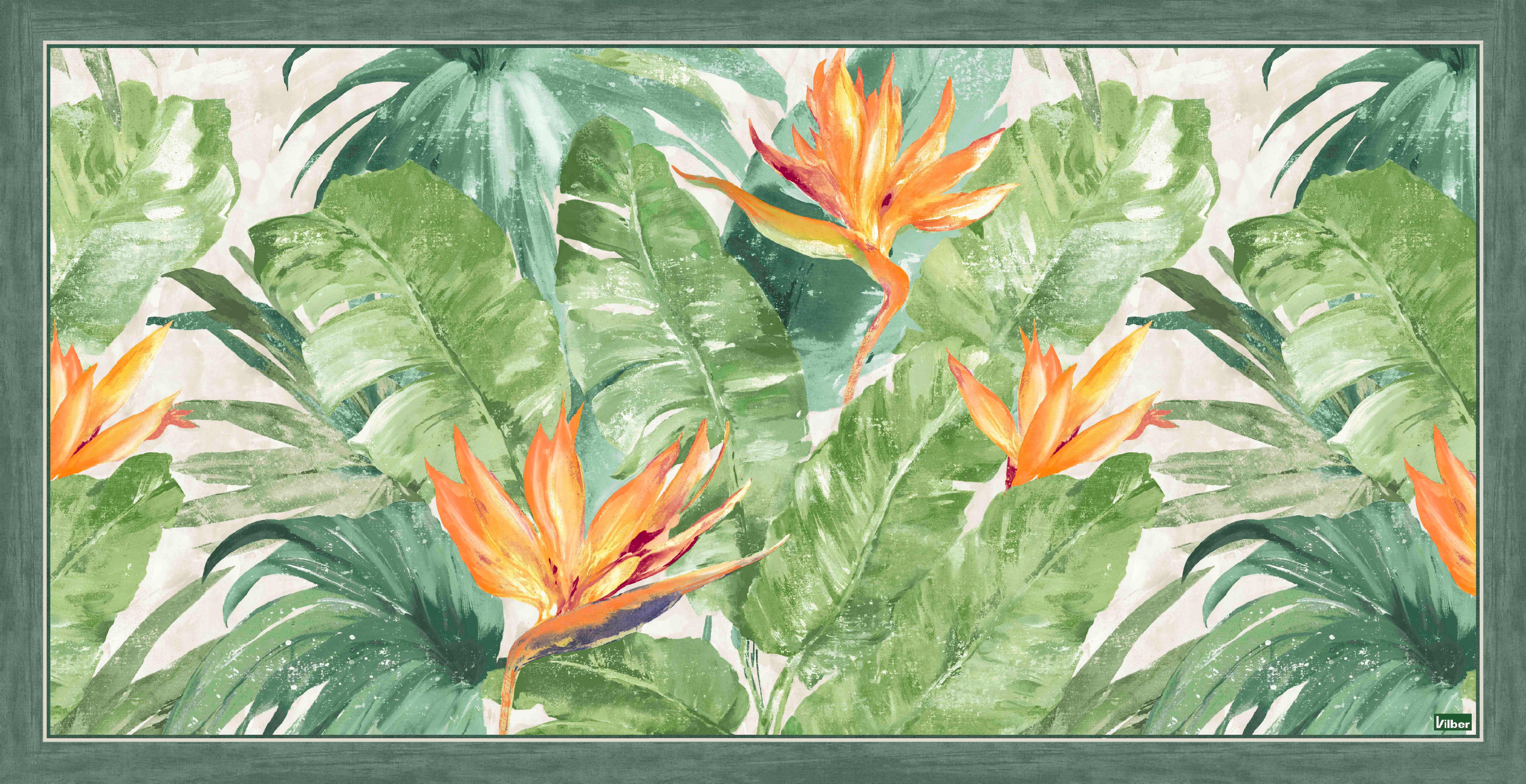 Alfombra de vinilo tropical verde 52x100 cm