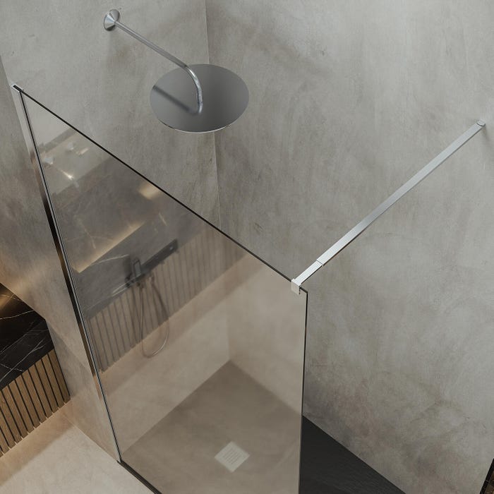 Mampara de ducha fija transparente Six perfil aluminio cromo