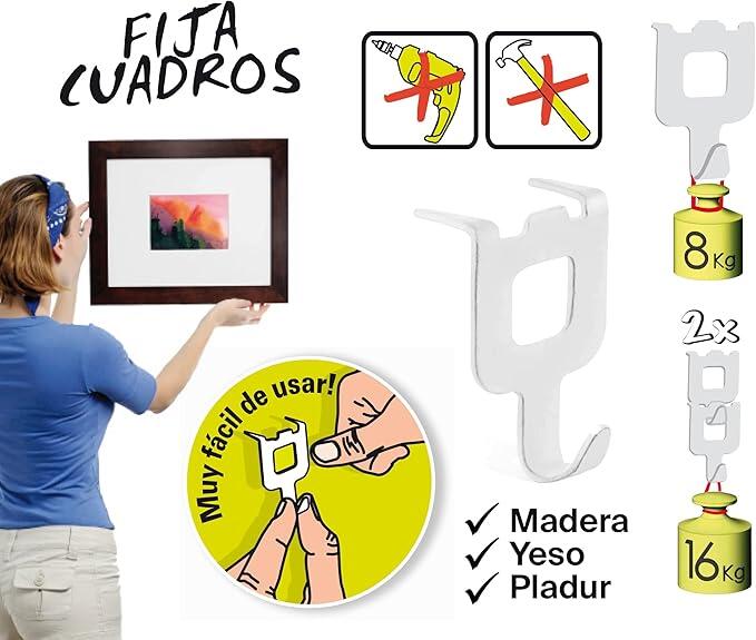 8 Fija cuadros para colgar sin hacer agujeros en negro, hasta 8 kg de carga - 4