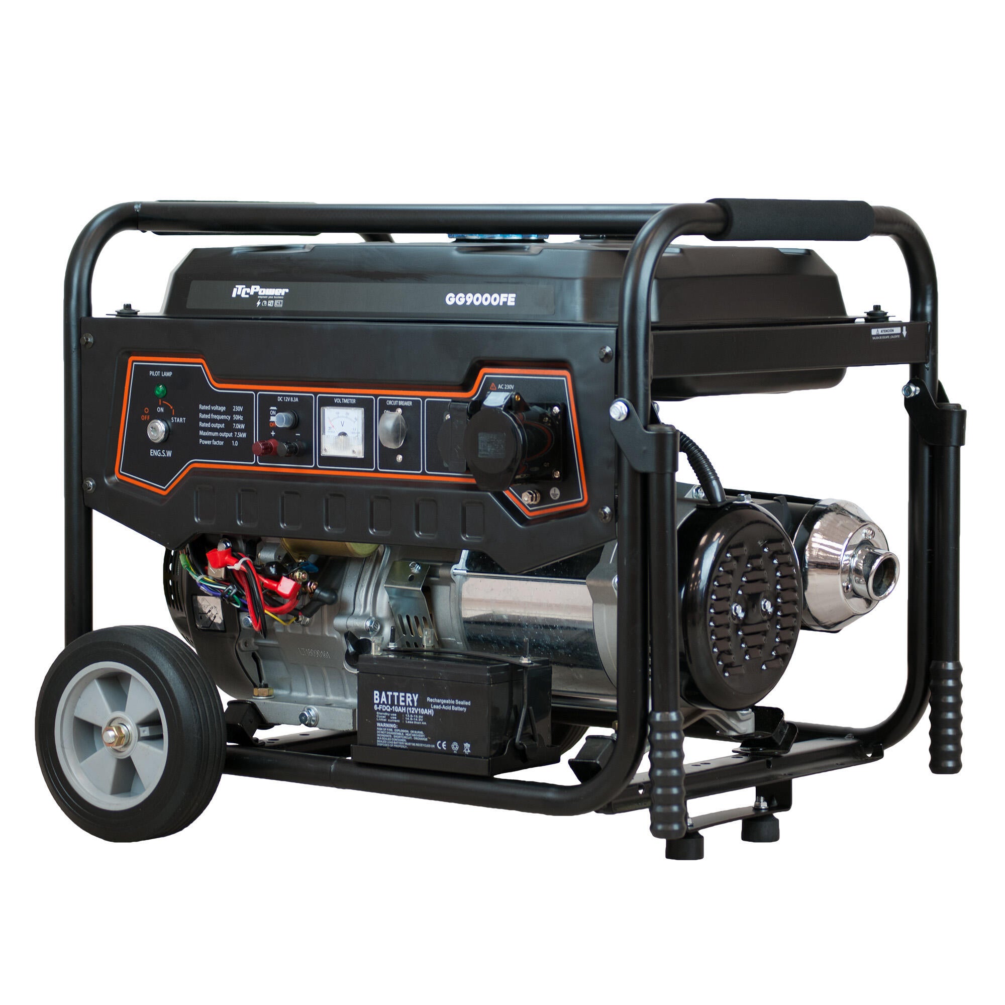 Gerador a gasolina com regulador de tensão  7000 W 7,5 Kw 230V ITCPower GG9000FE - 6