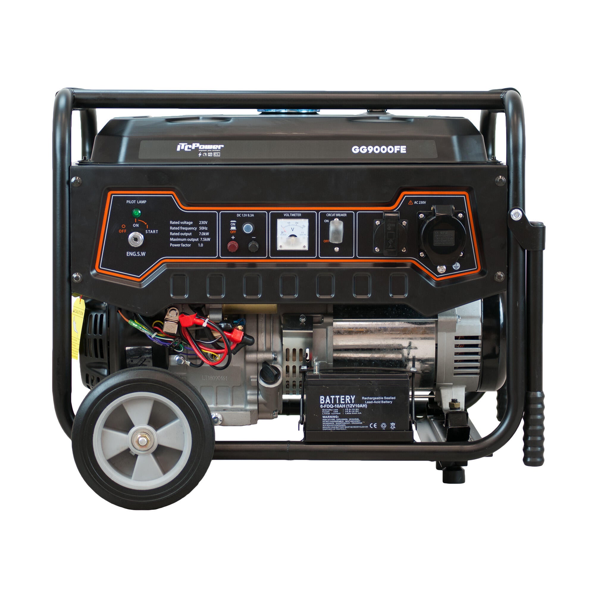 Gerador a gasolina com regulador de tensão  7000 W 7,5 Kw 230V ITCPower GG9000FE - 7