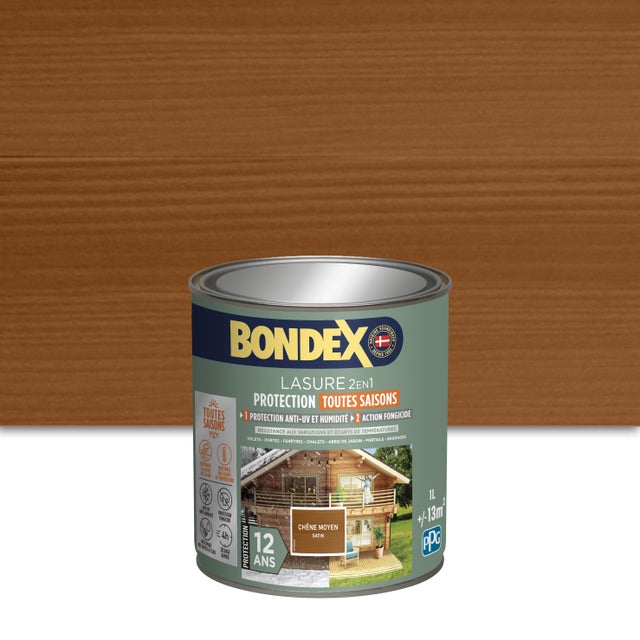 Lasure protection extrême 12 ans chêne moyen 1 L - BONDEX