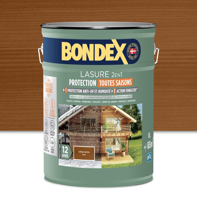 Lasure protection extrême 12 ans chêne moyen 5 L - BONDEX