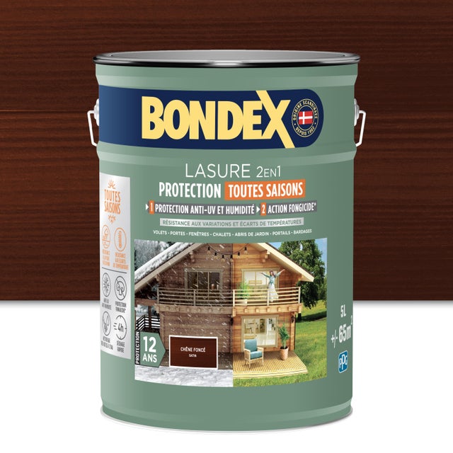 Lasure protection extrême 12 ans chêne foncé 5 L - BONDEX