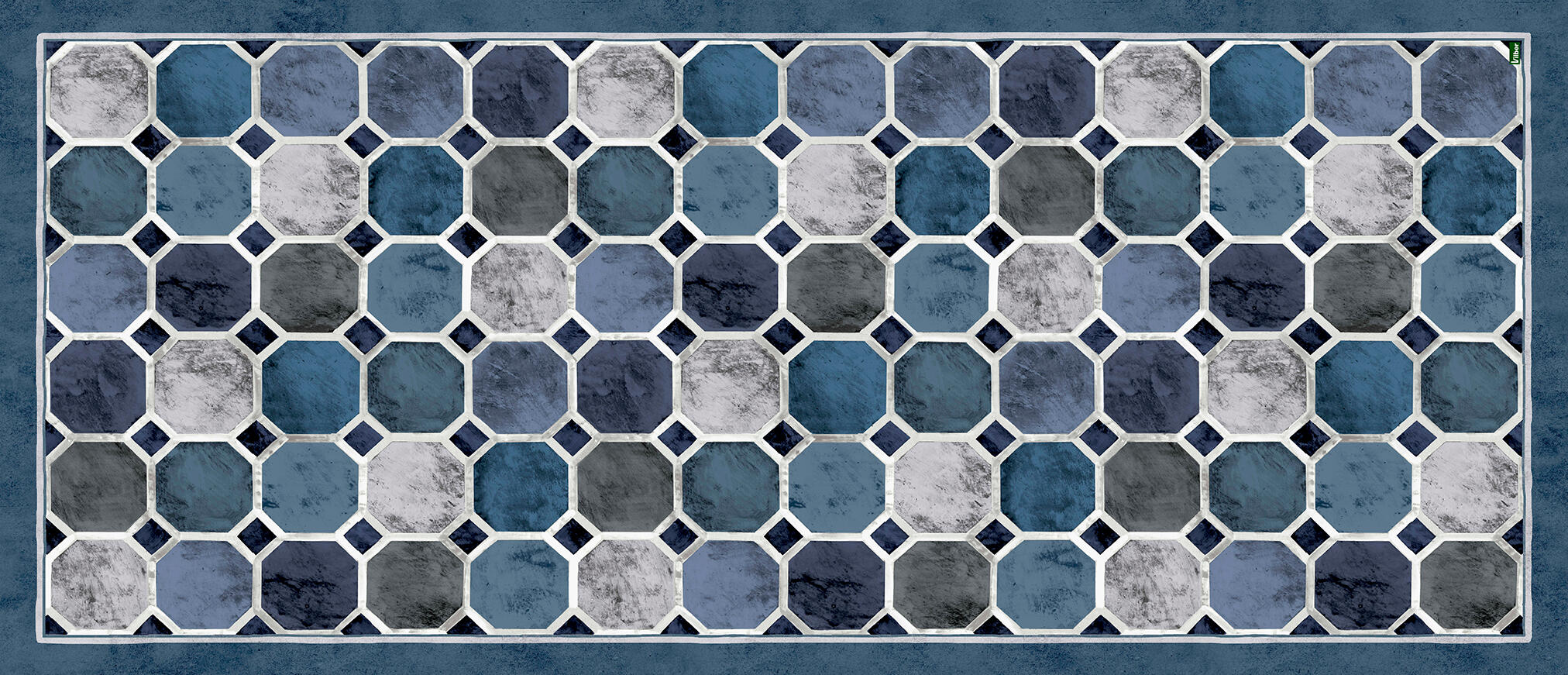 Alfombra de vinilo octo azul 78x180 cm