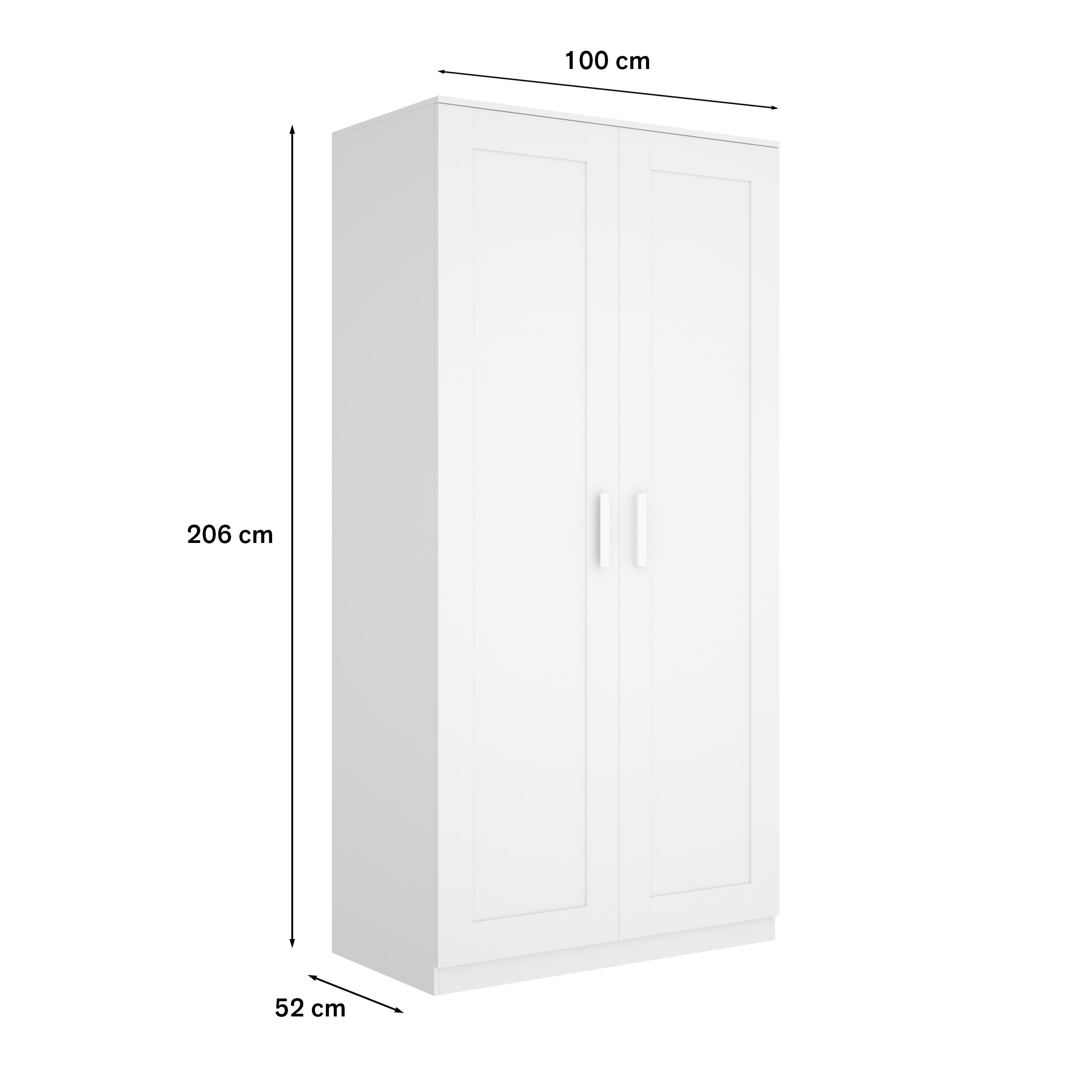 Armario puerta abatible Classic 100 100x206x52cm con 2 puertas color blanco - 2