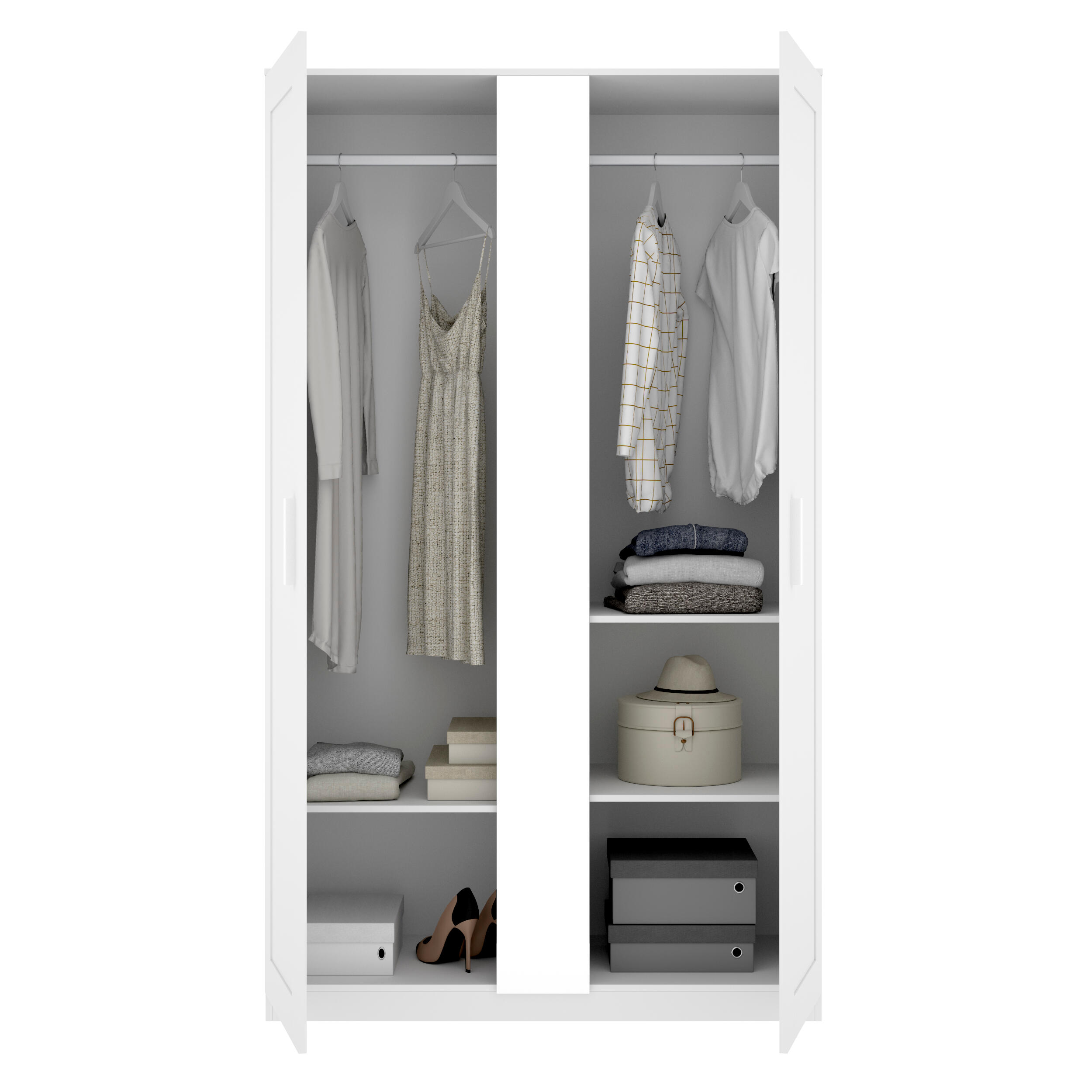 Armario puerta abatible Classic 120 espejo 121x206x52cm con 2 puertas color blanco  - 4