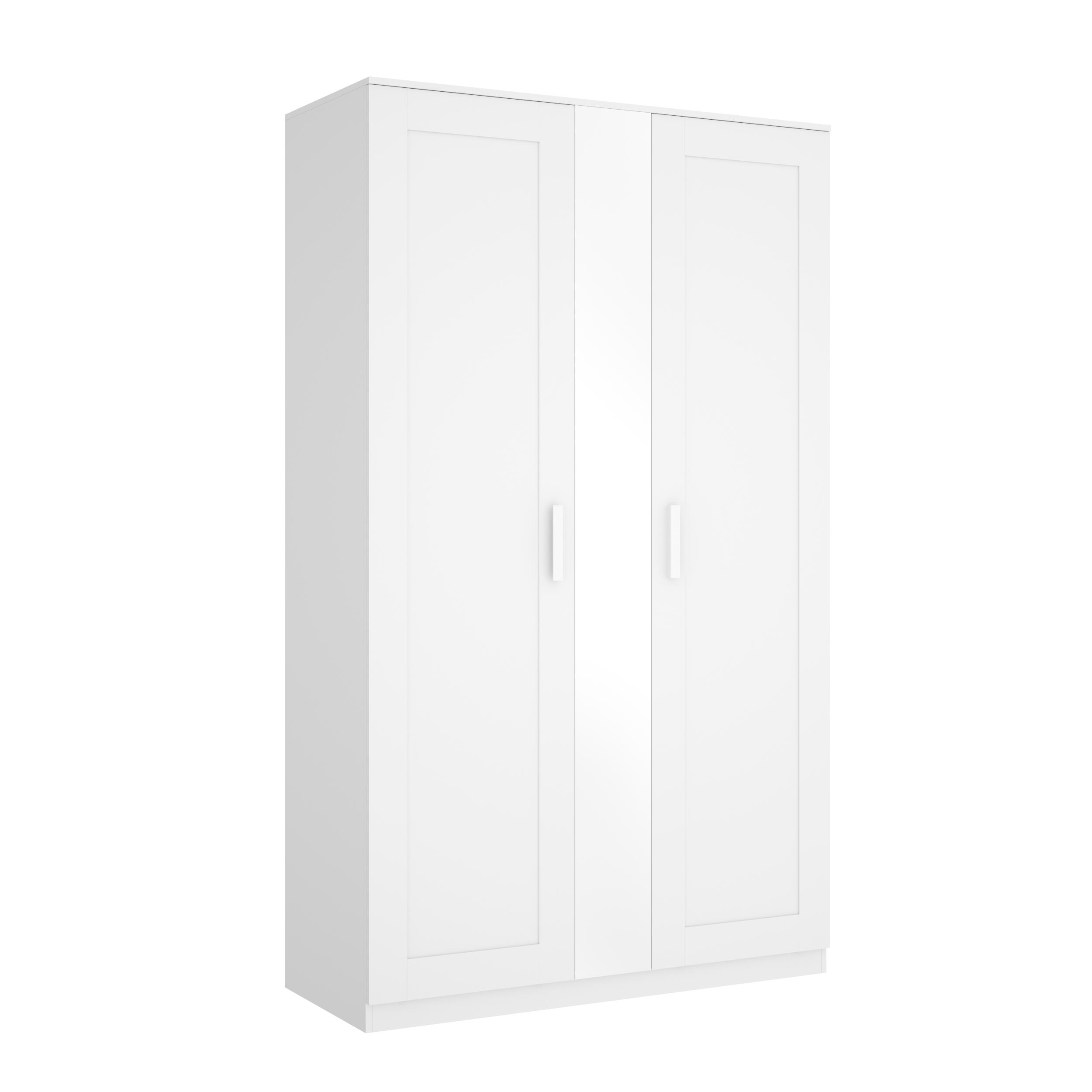 Armario puerta abatible classic 120 espejo 121x206x52cm con 2 puertas color blanco