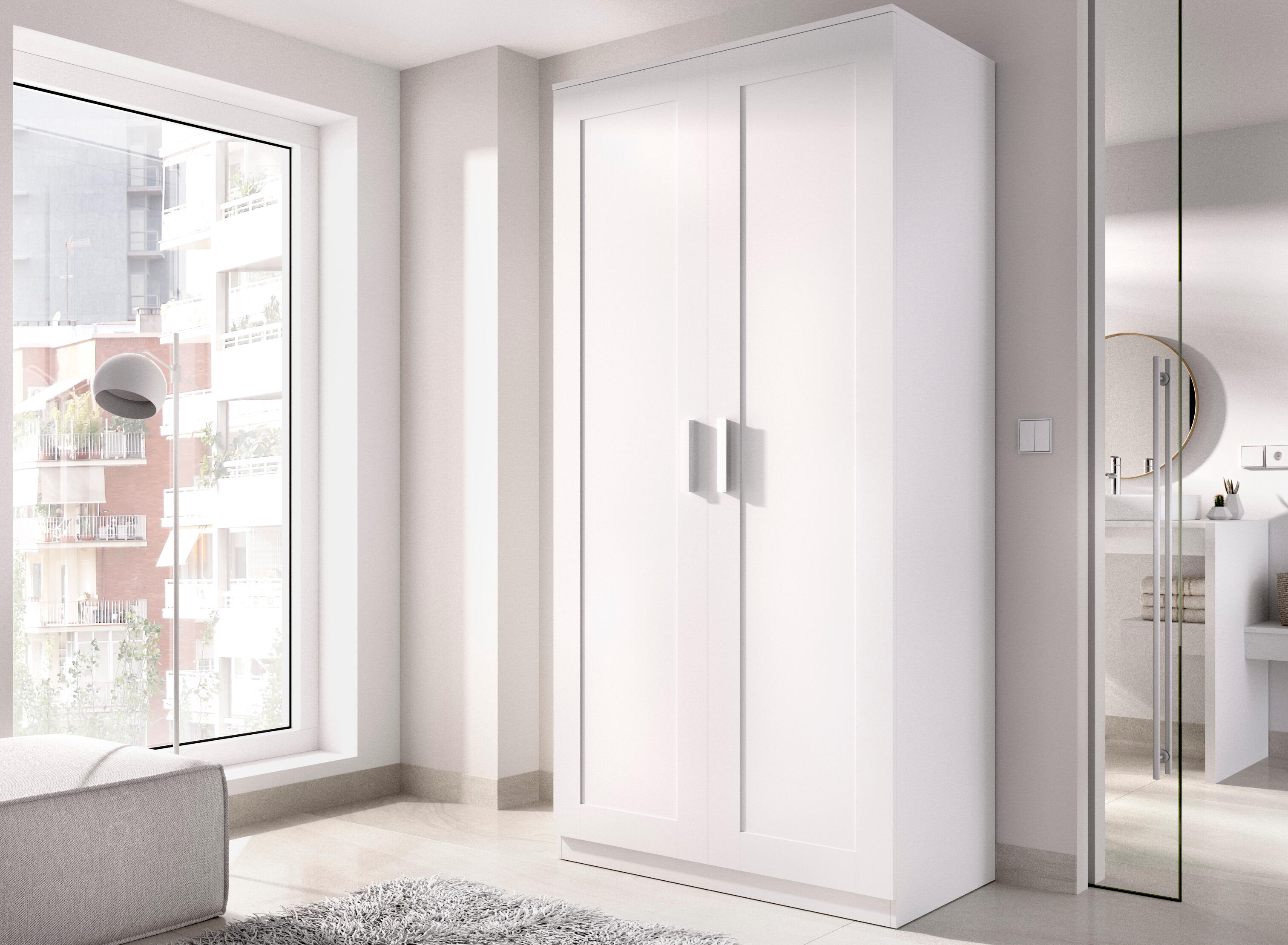 Armario puerta abatible Classic 100 100x206x52cm con 2 puertas color blanco - 3