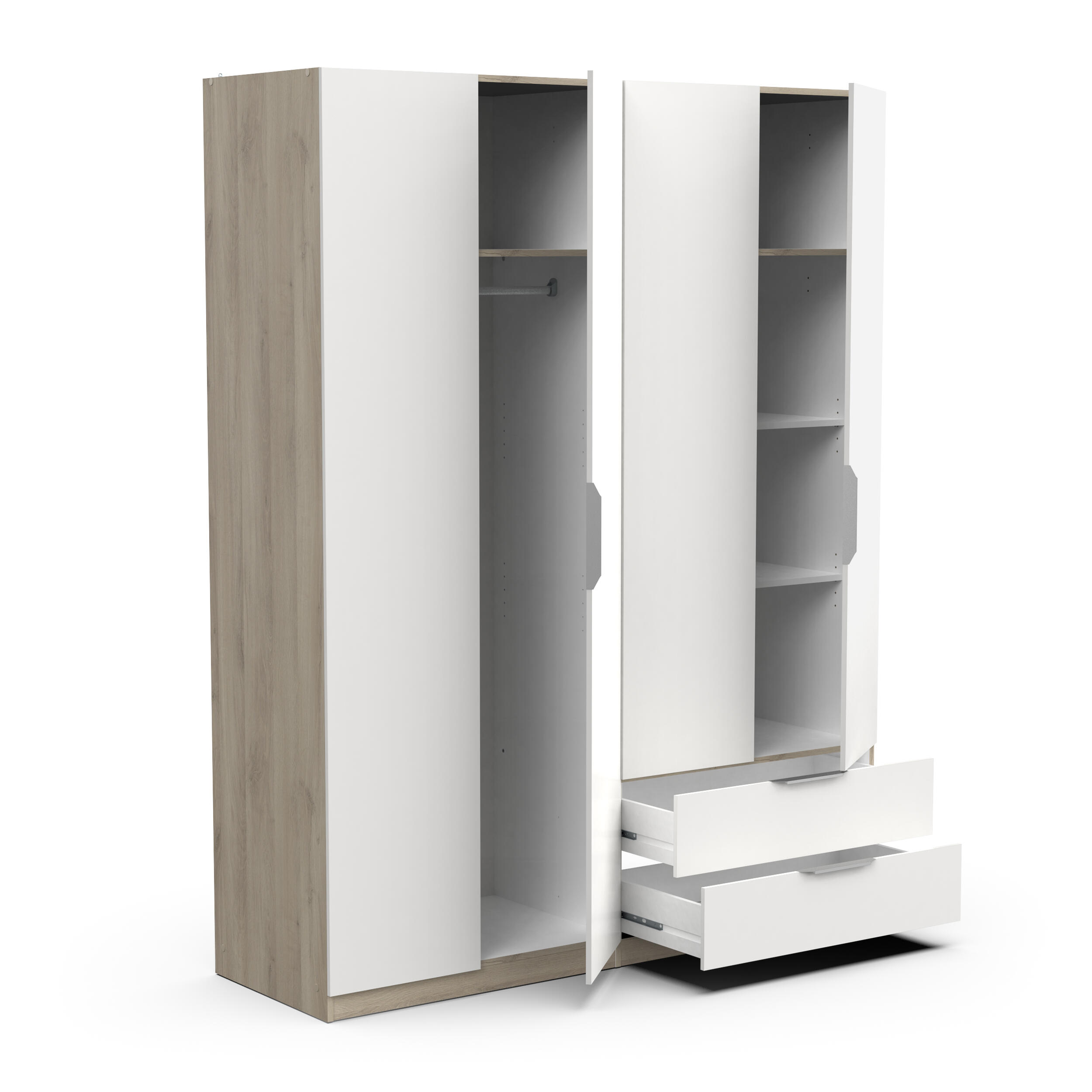 Armario puerta abatible Space 157.3x203x51.1cm con 4 puertas y 2 cajones color blanco - 7