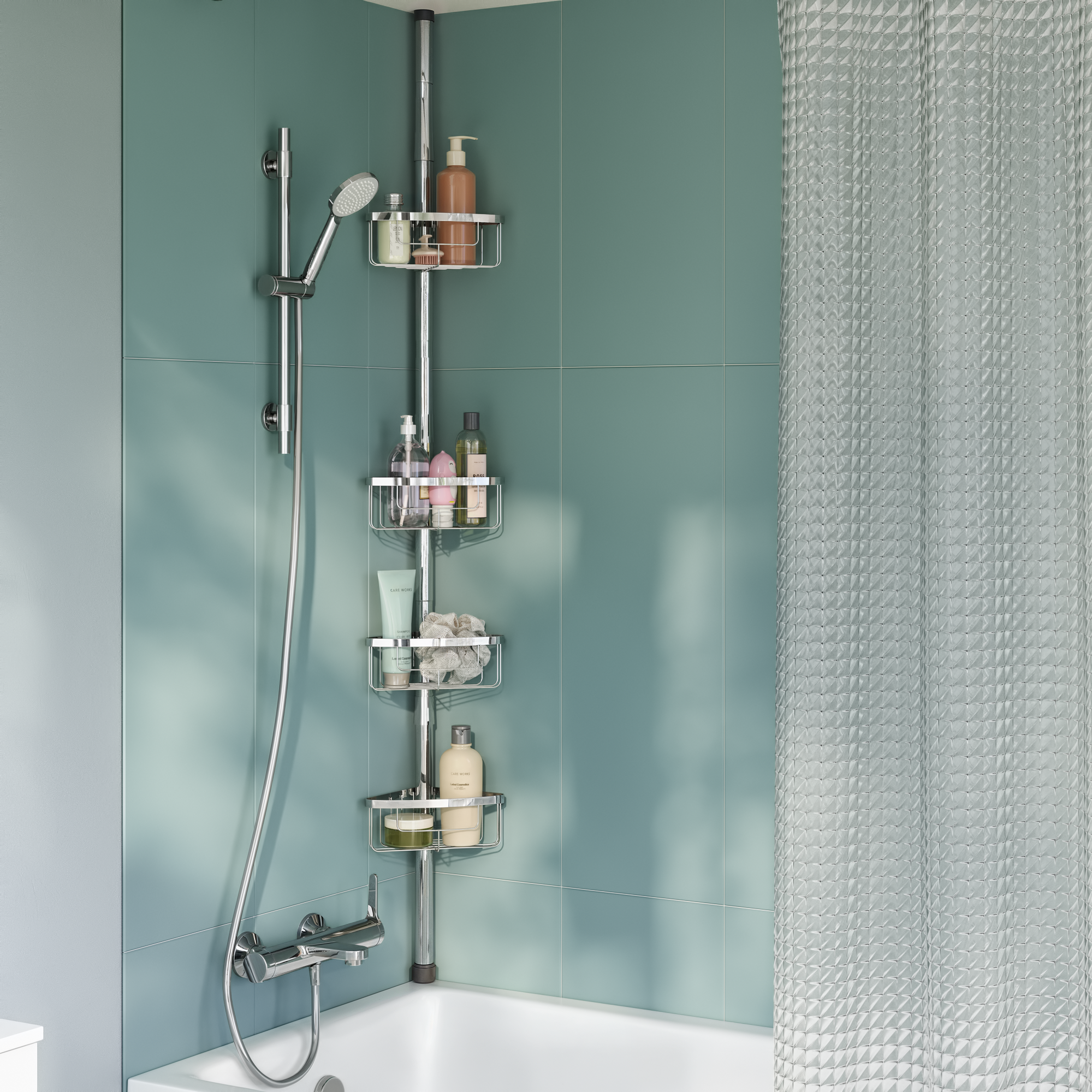 Cesto de duche telescópico 4 Níveis cromado essential Sensea - 4