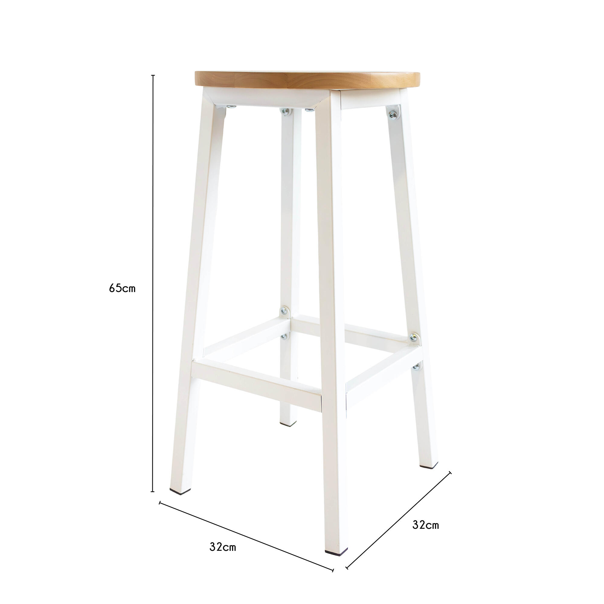 Lot de 2 tabourets de bar Ruda en bois blanc et bois - 3