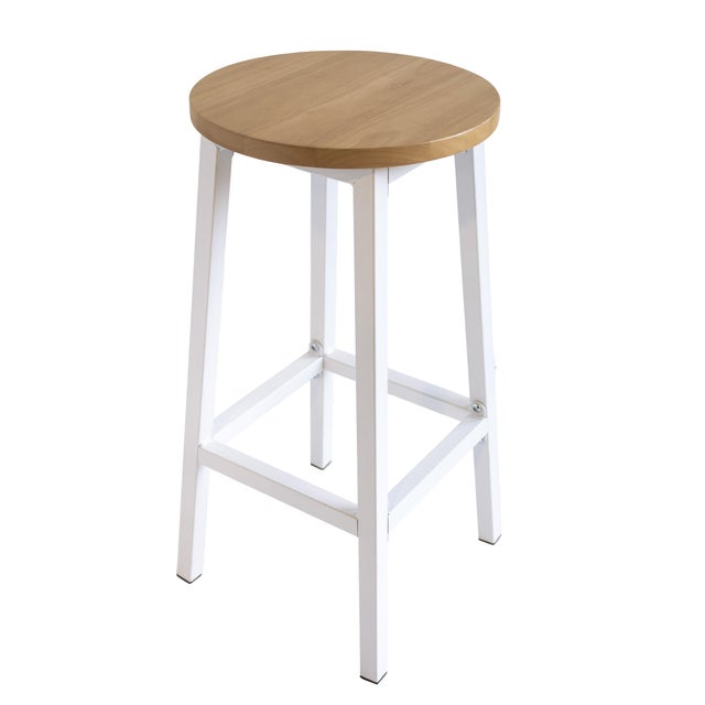 Lot de 2 tabourets de bar Ruda en bois blanc et bois