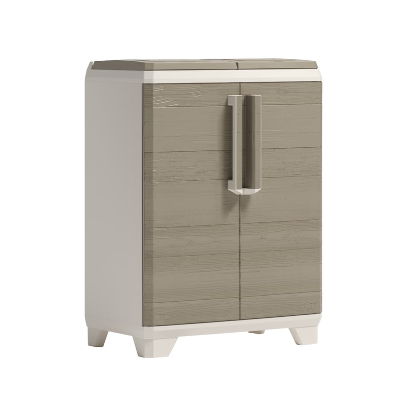 Osłona śmietnikowa Split Premium Wood 92x68x39 cm 2x110l plastikowa brąz Keter