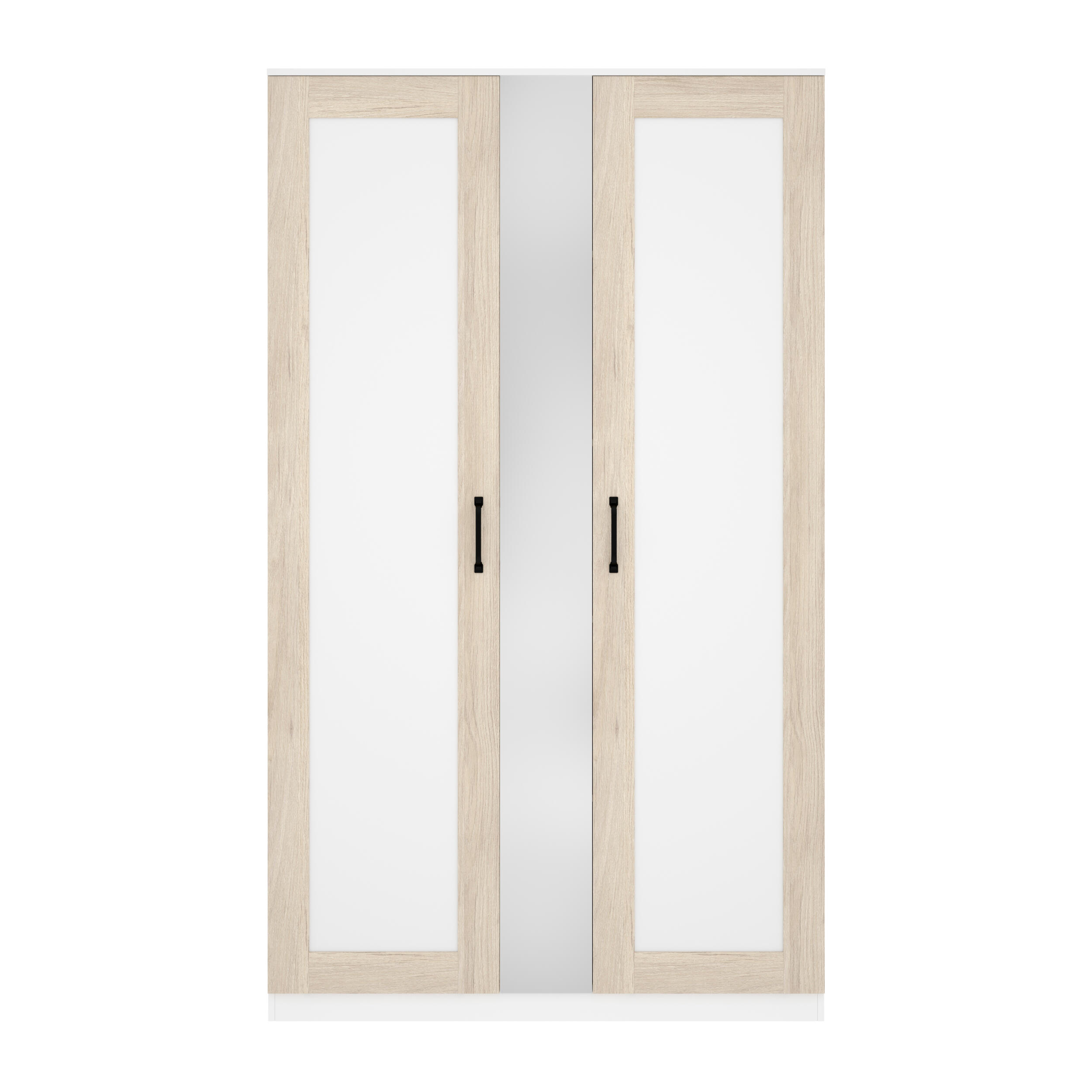 Armario puerta abatible Classic 120 espejo 121x206x52cm con 2 puertas color roble blanco  - 7