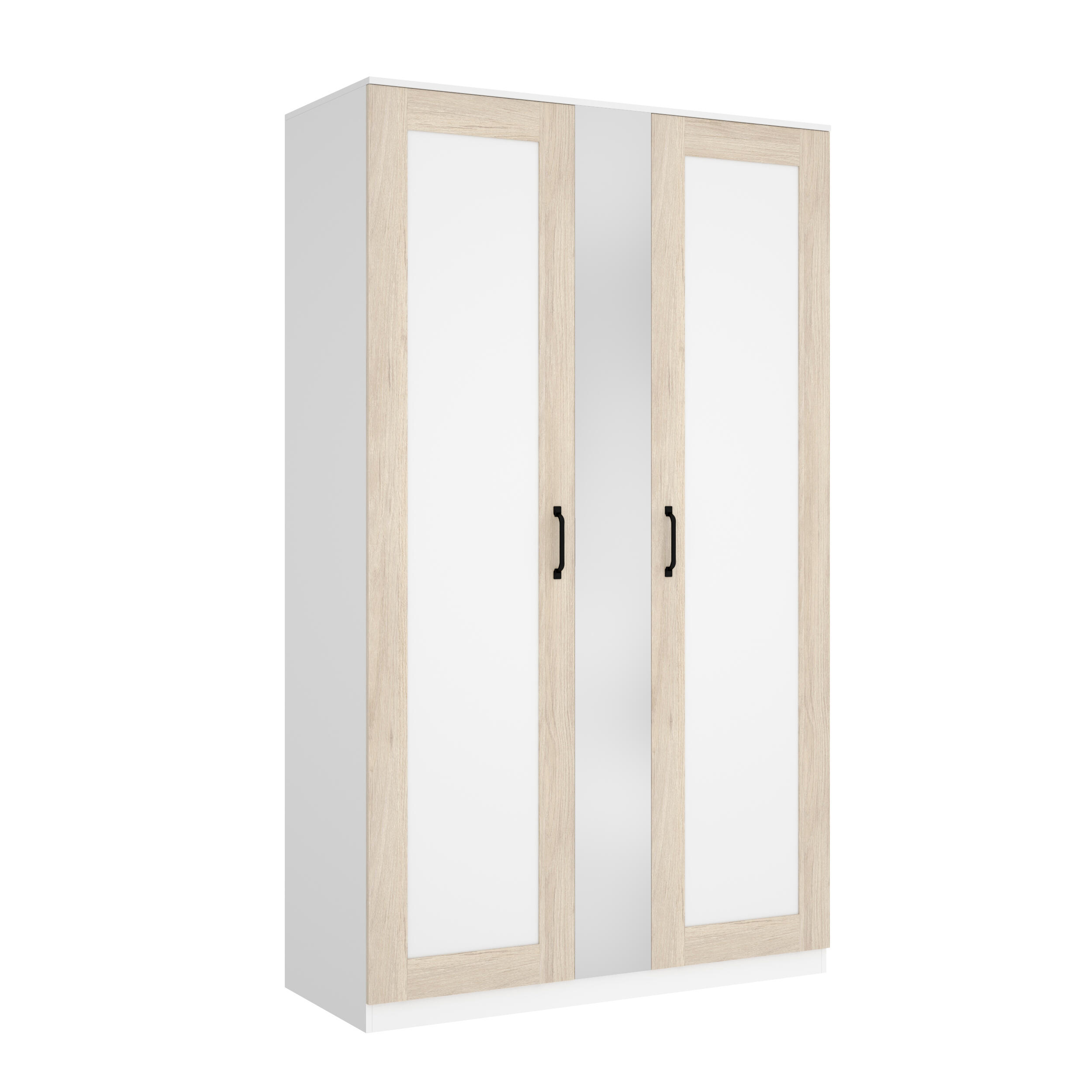 Armario puerta abatible classic 120 espejo 121x206x52cm con 2 puertas color roble blanco