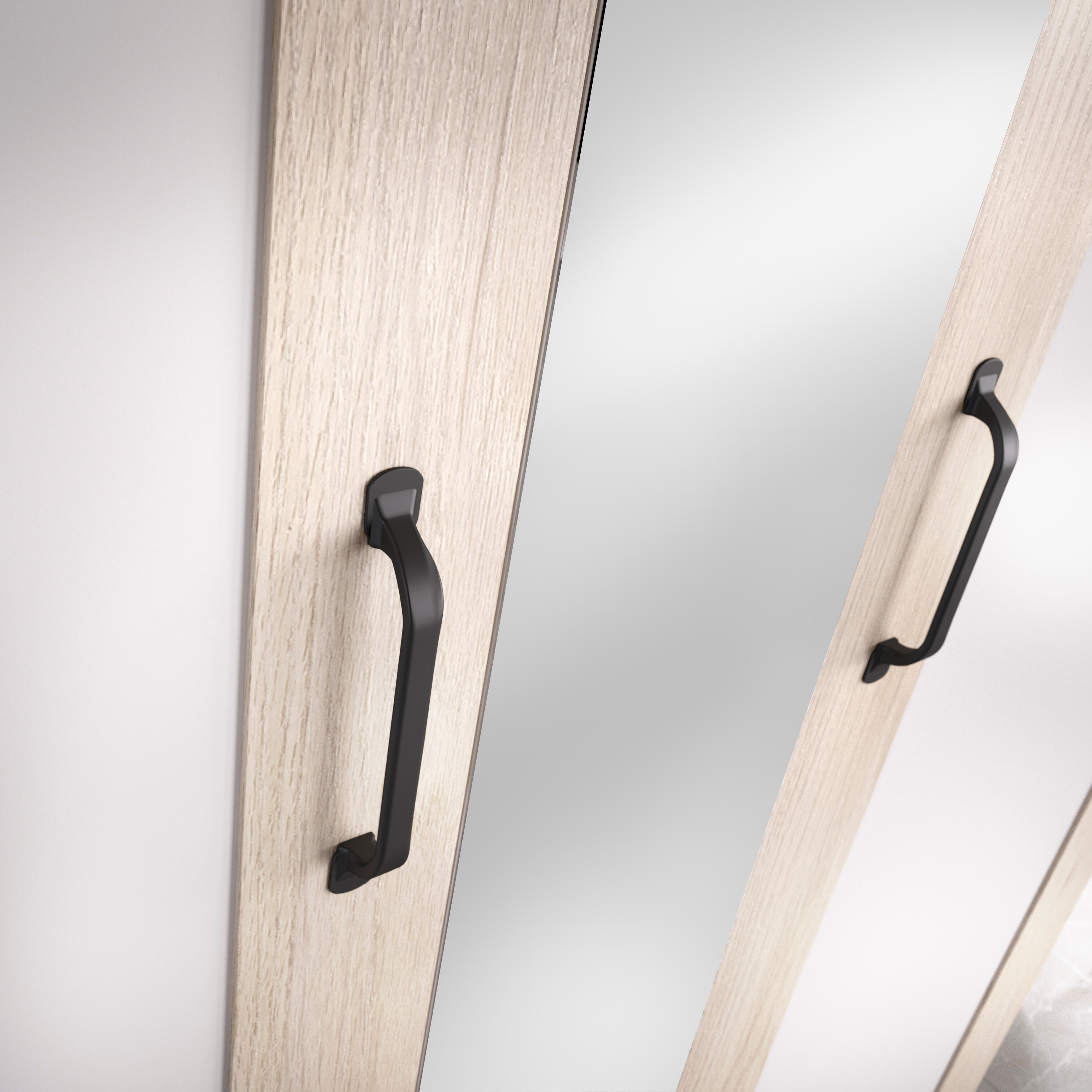 Armario puerta abatible Classic 120 espejo 121x206x52cm con 2 puertas color roble blanco  - 8