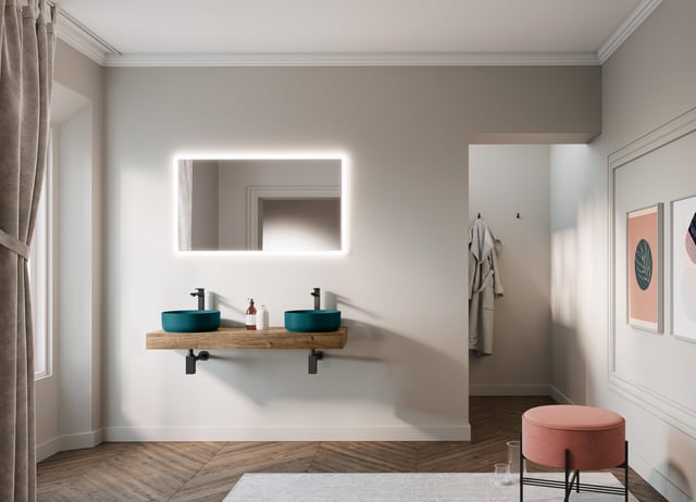 Piano con lavabo da appoggio in MDF