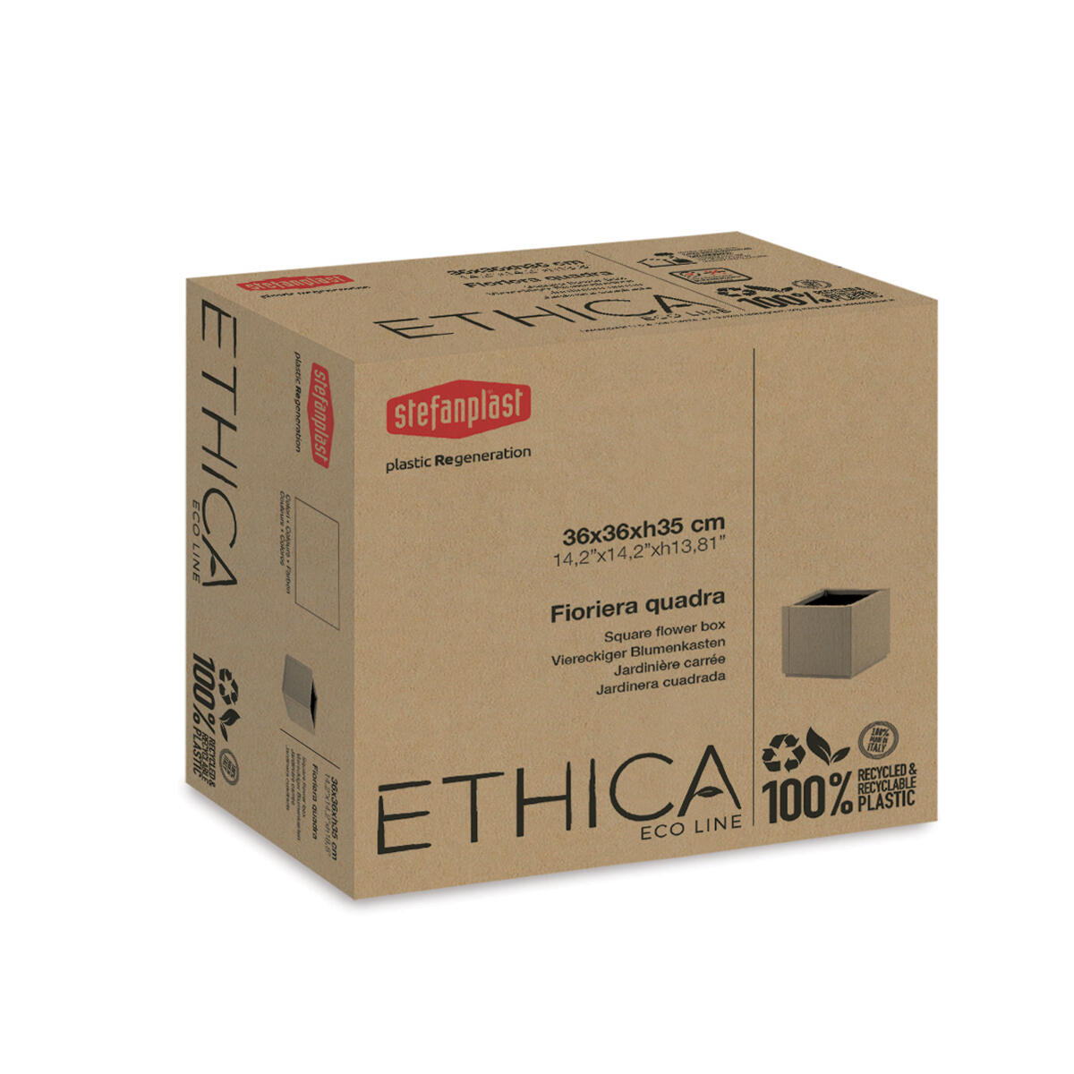 Fioriera autoirrigante Ethica STEFANPLAST in polipropilene grafite H 35 cm - 4