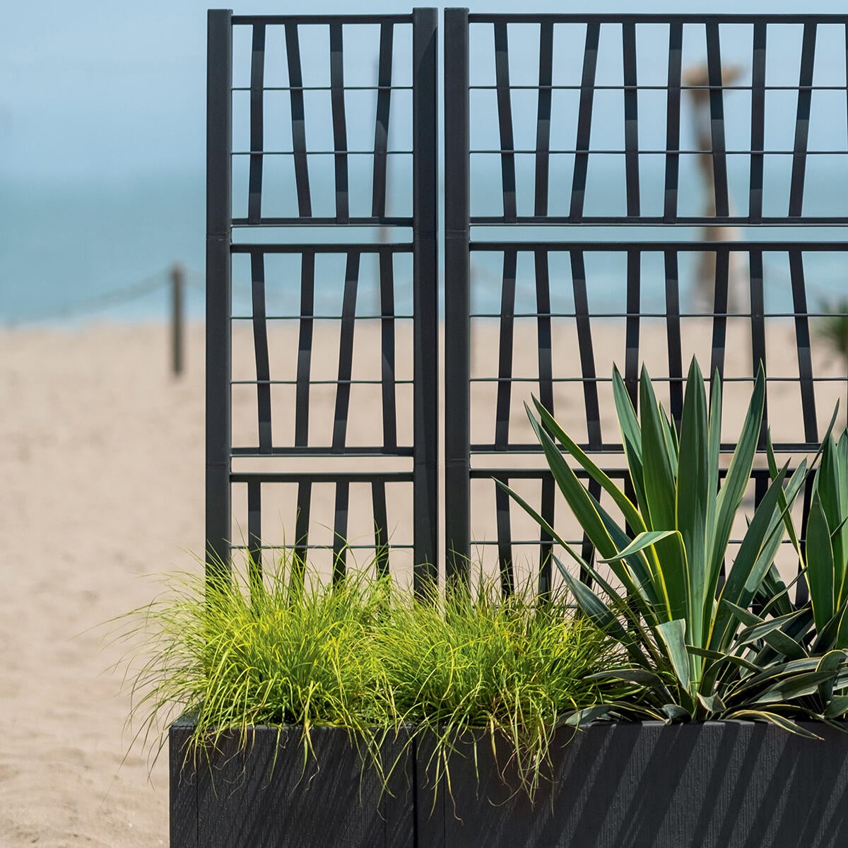 Fioriera con grigliato FIORIERA ETHICA QUADRA STEFANPLAST in polipropilene grigio H 140 x L 36 x P 36 cm - 2