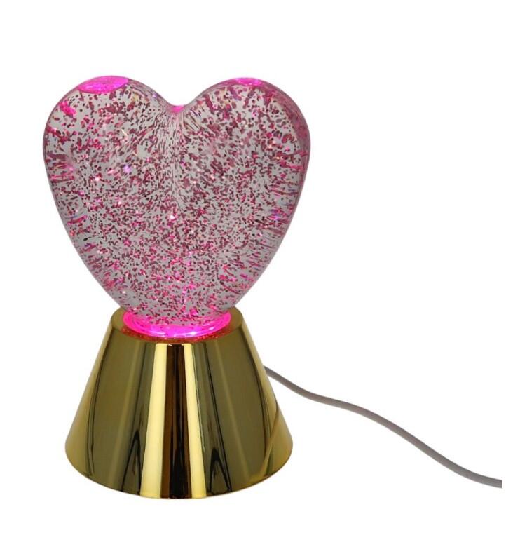Lampe LED paillettes Dua, acier, rose/doré, H.16.5cm | Leroy Merlin