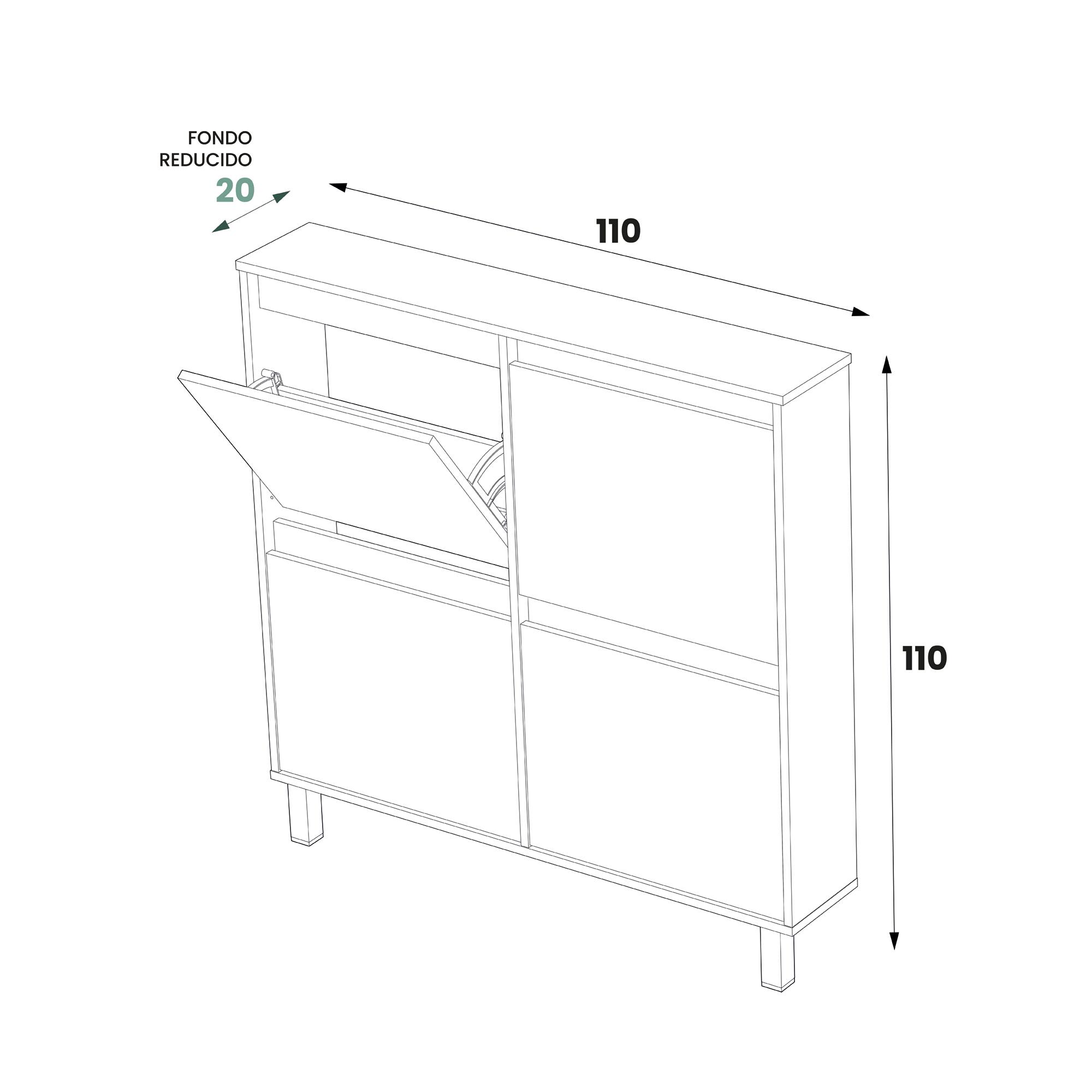 Zapatero Dublín con 4 compartimentos para 8 pares en melamina color blanco 110x110x20 cm - 11