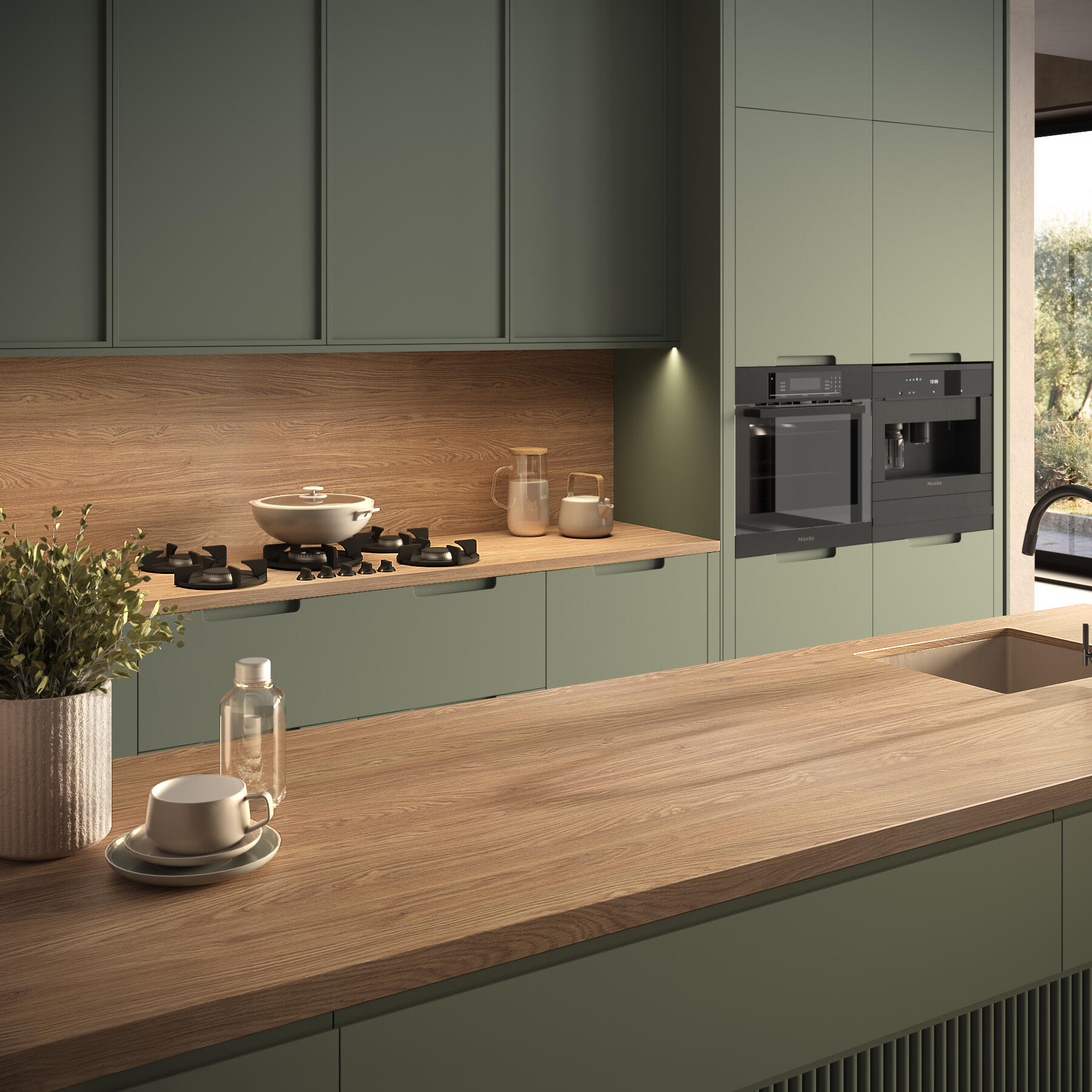 Crédence stratifié Chene arbois/Terrazzo granito L.300 x H.64 cm, Ep.9 mm - 4