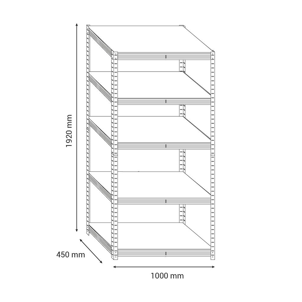 Estantería metálica en kit multiposición 192X100X45 5b - 2