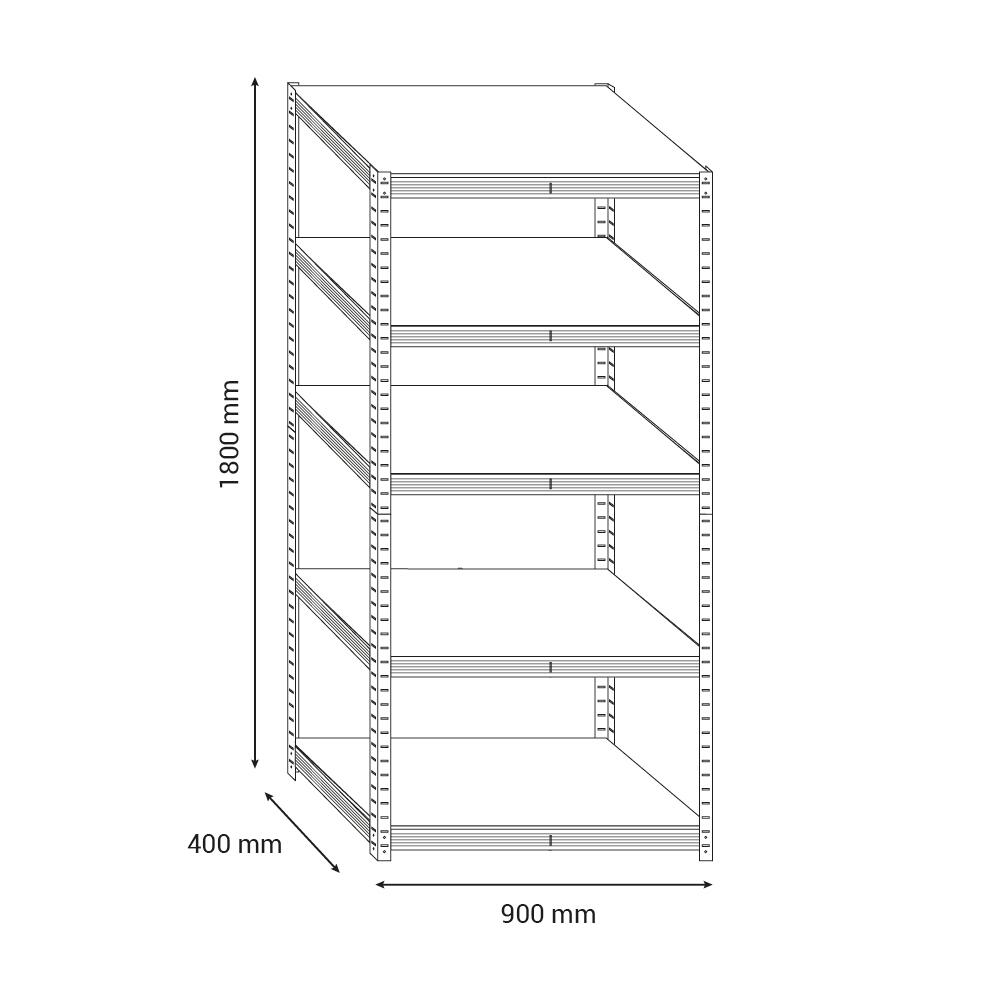 Estante metálica cinza 5 prateleiras MDF 90x40x180 cm 175 kg Ar Shelving - 3