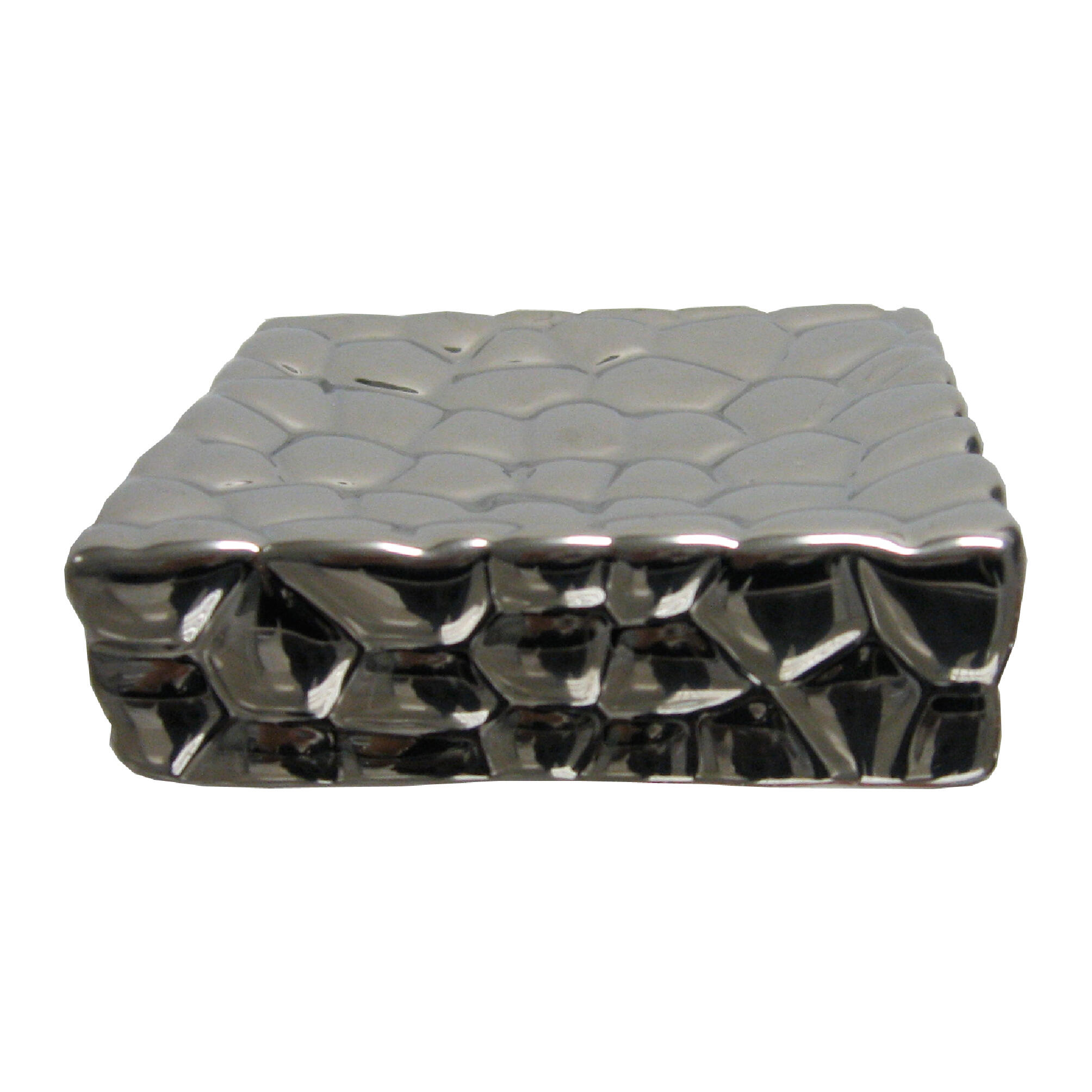 Jabonera de cerámica martina 9,5x2,6x9,5 cm plata
