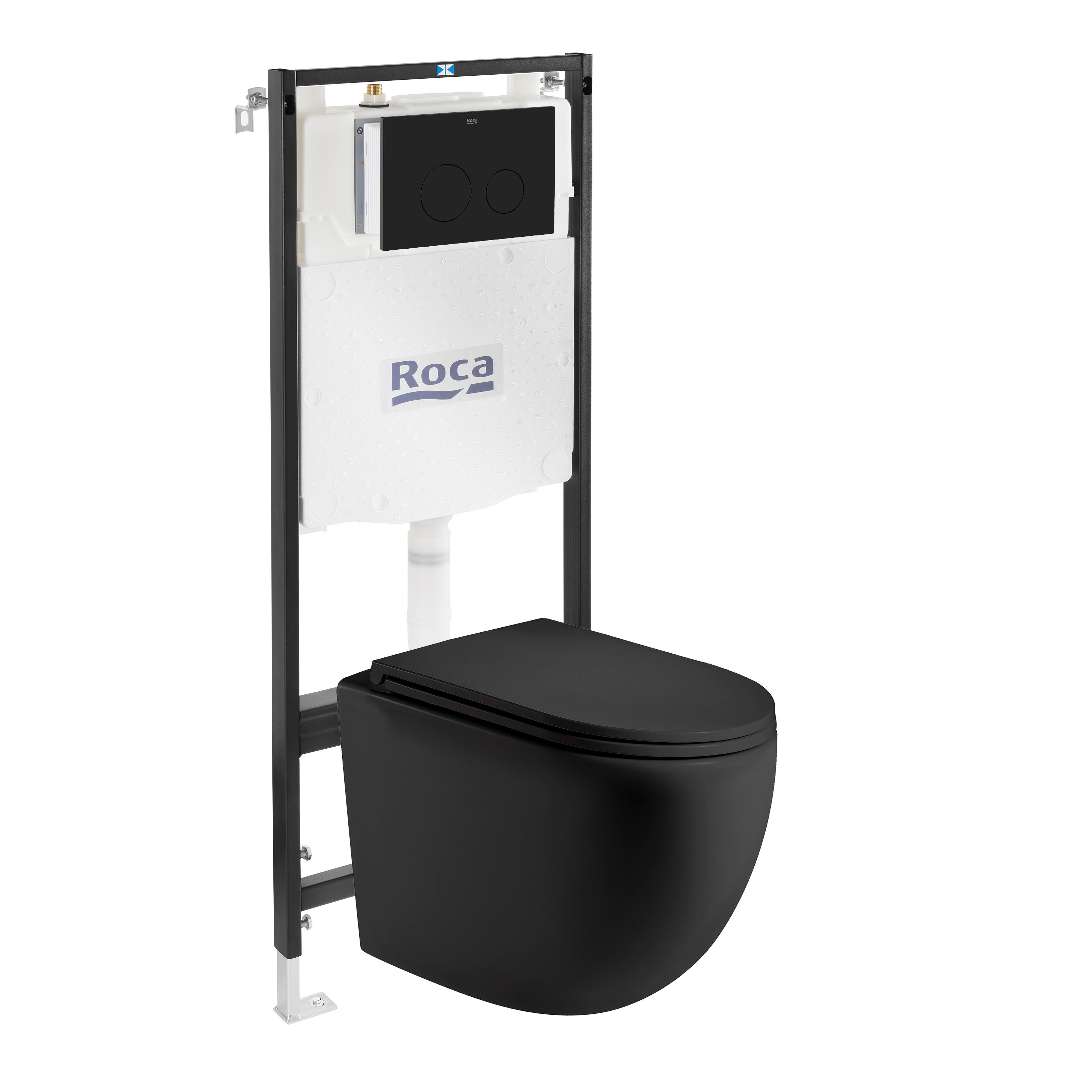 Pack wc suspendido kivu / roca active one con cisterna y pulsador negro